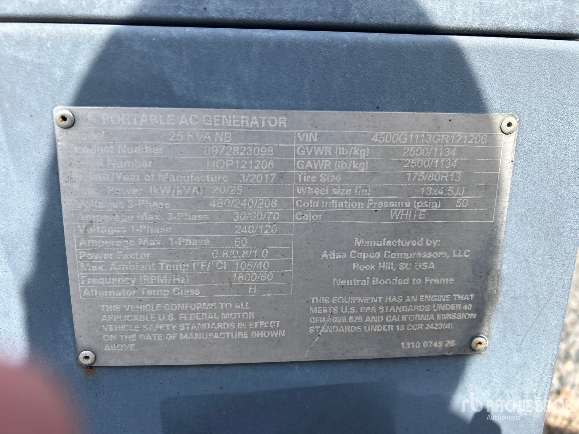 General Appearance with Serial Number / VIN