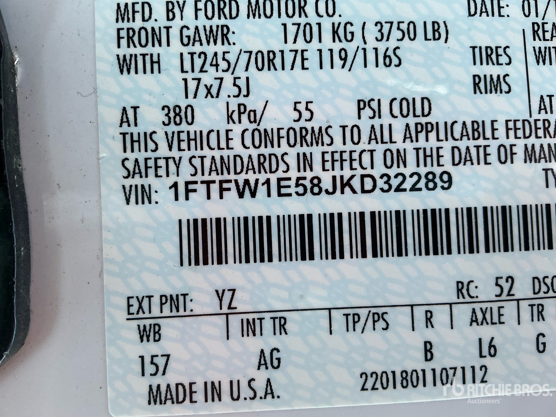 General Appearance with Serial Number / VIN