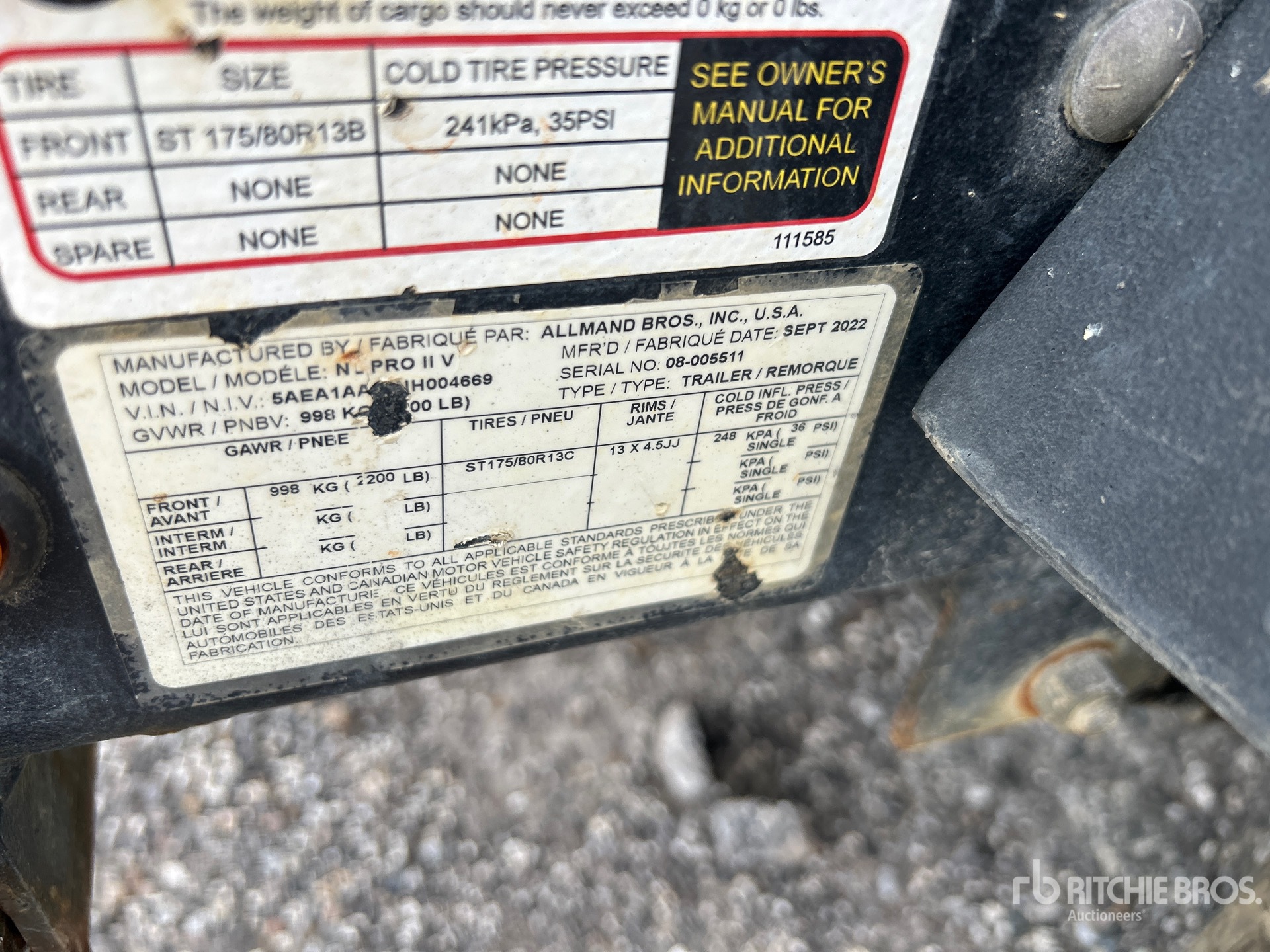 General Appearance with Serial Number / VIN