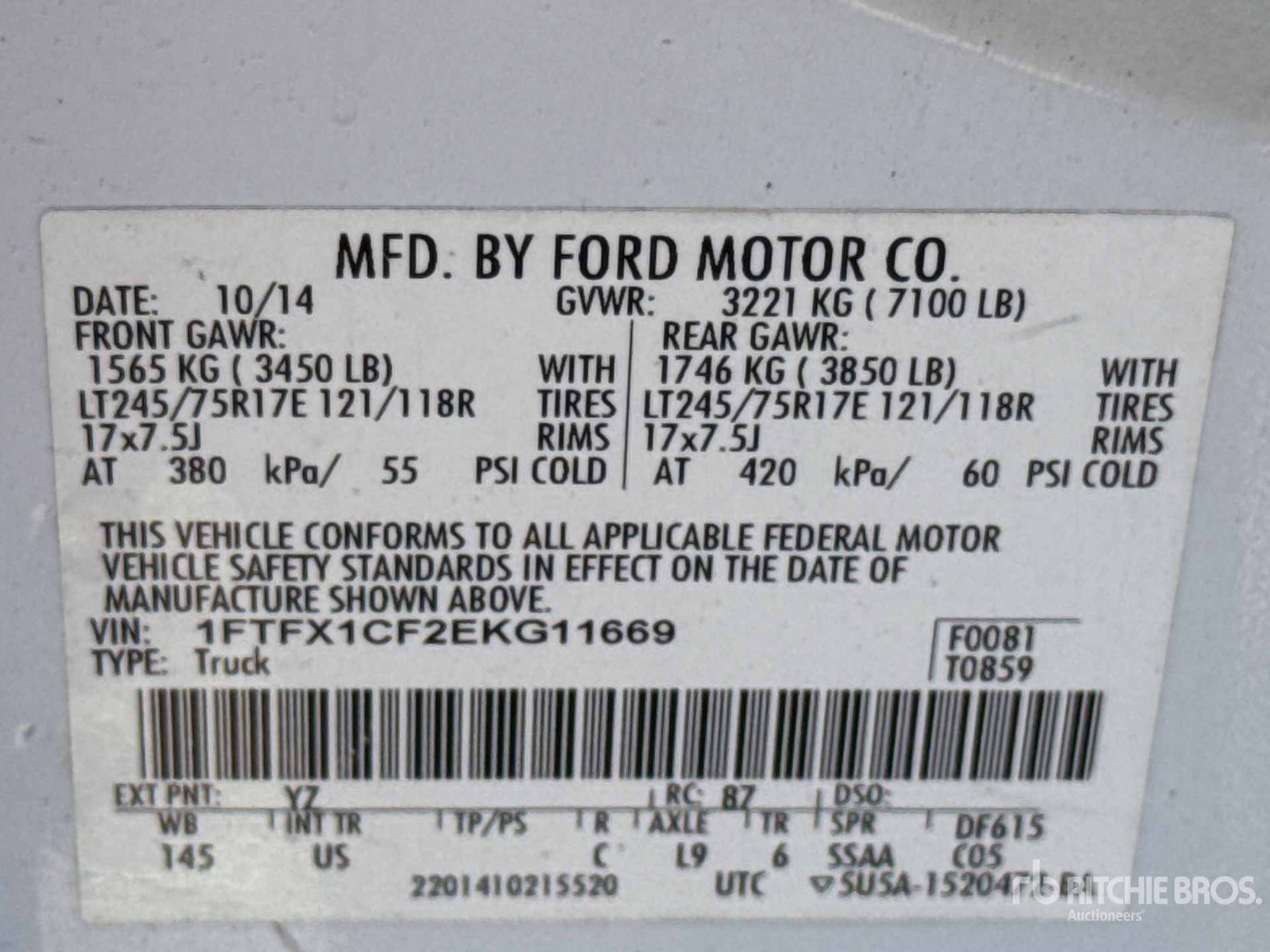 General Appearance with Serial Number / VIN