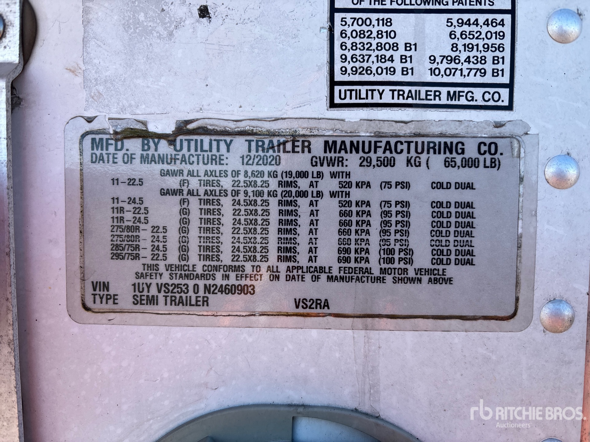 General Appearance with Serial Number / VIN