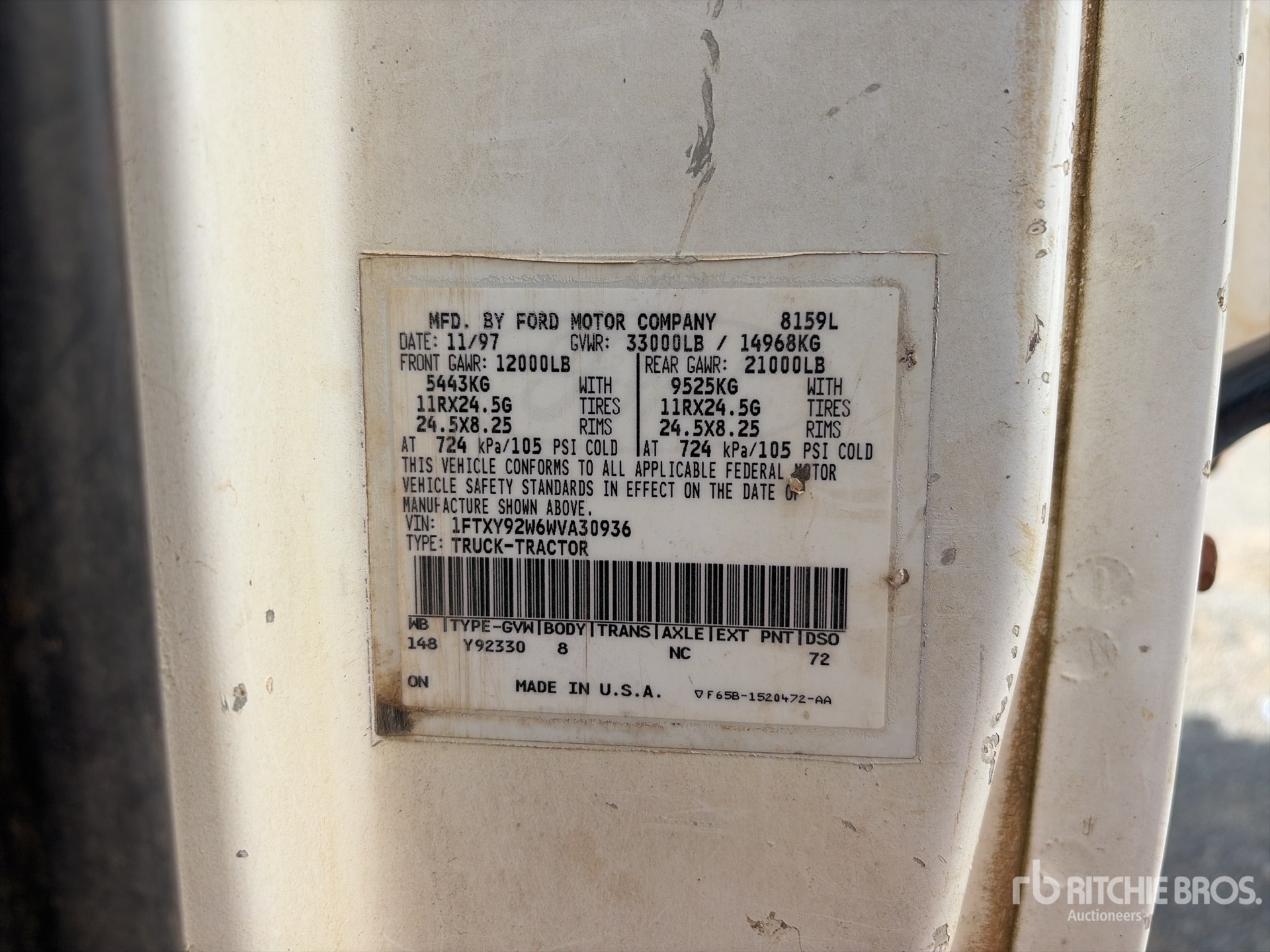 General Appearance with Serial Number / VIN