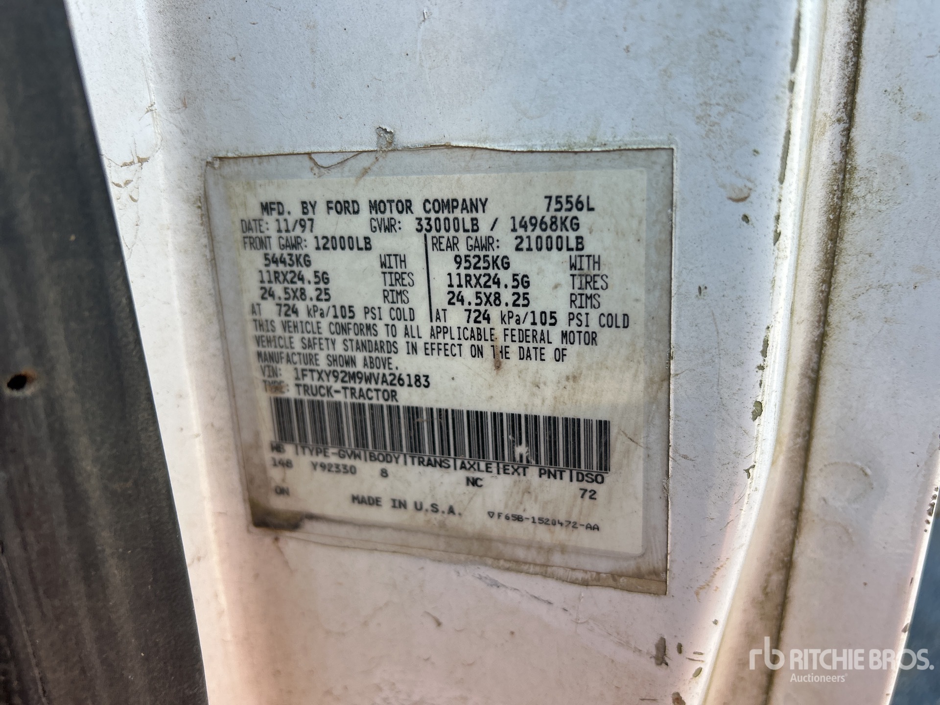 General Appearance with Serial Number / VIN