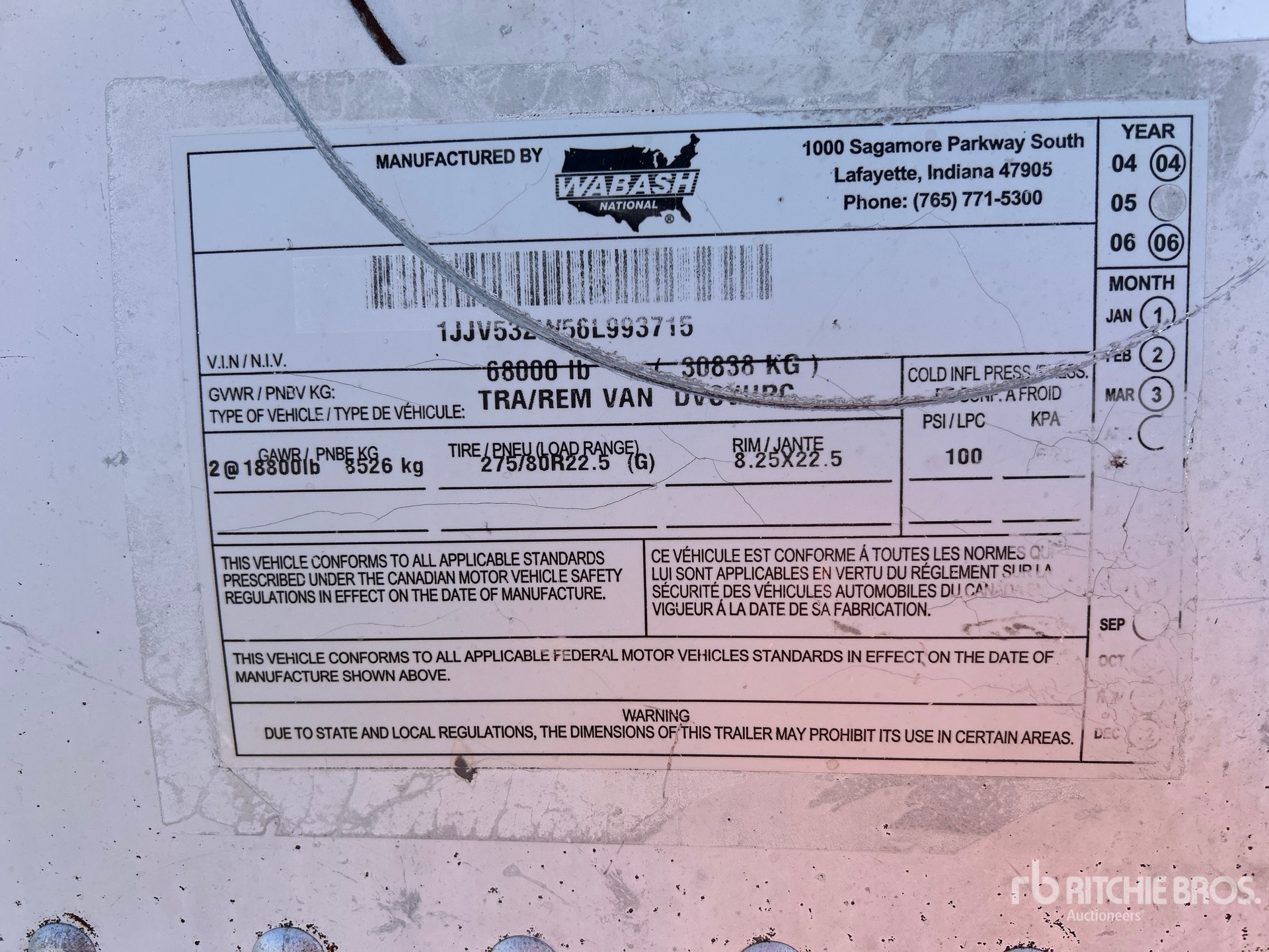 General Appearance with N.º de serie/VIN