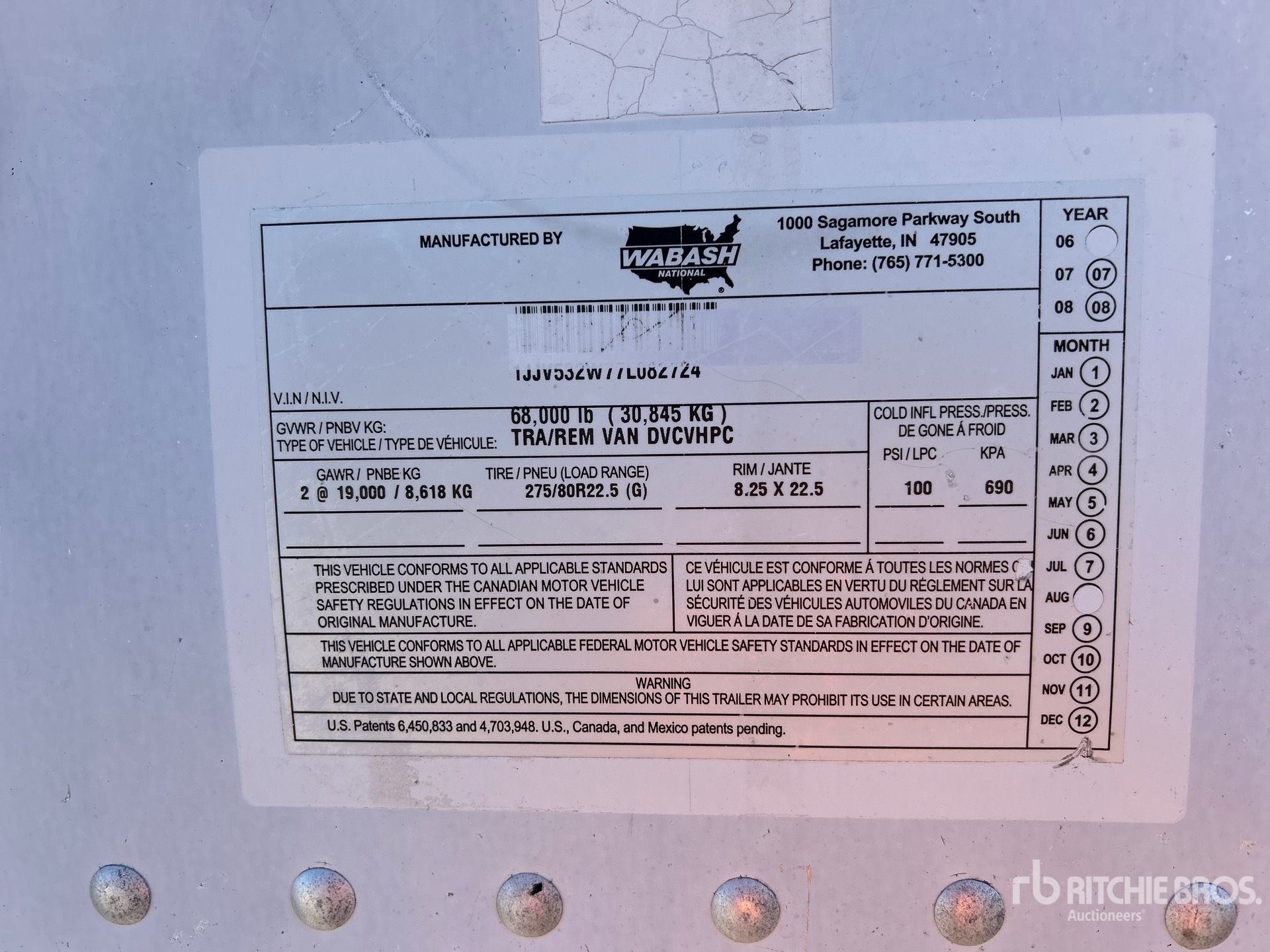 General Appearance with Serial Number / VIN