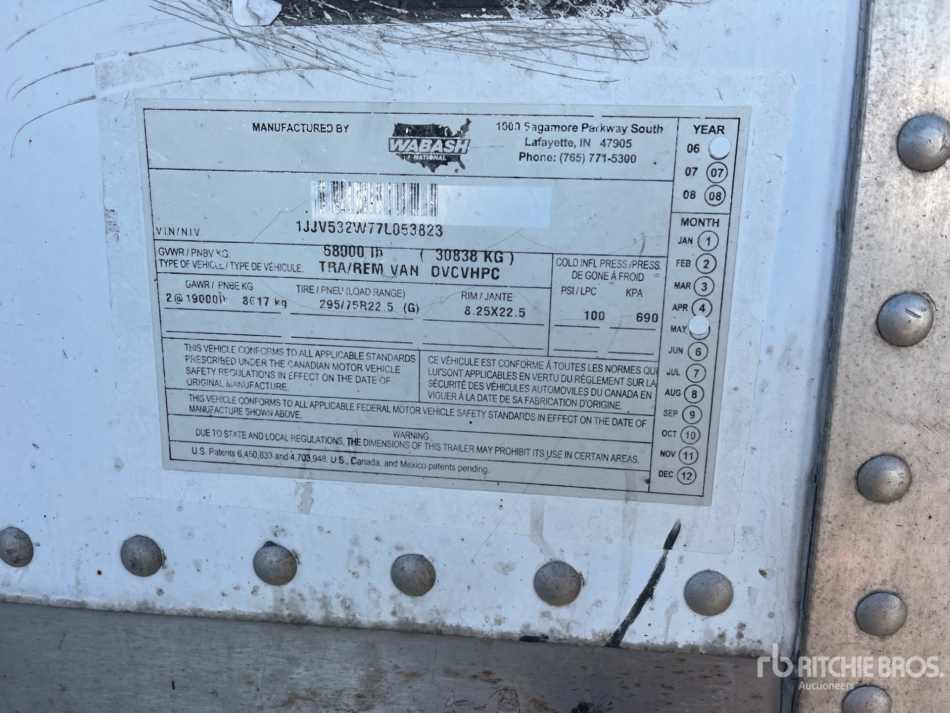 General Appearance with Serial Number / VIN