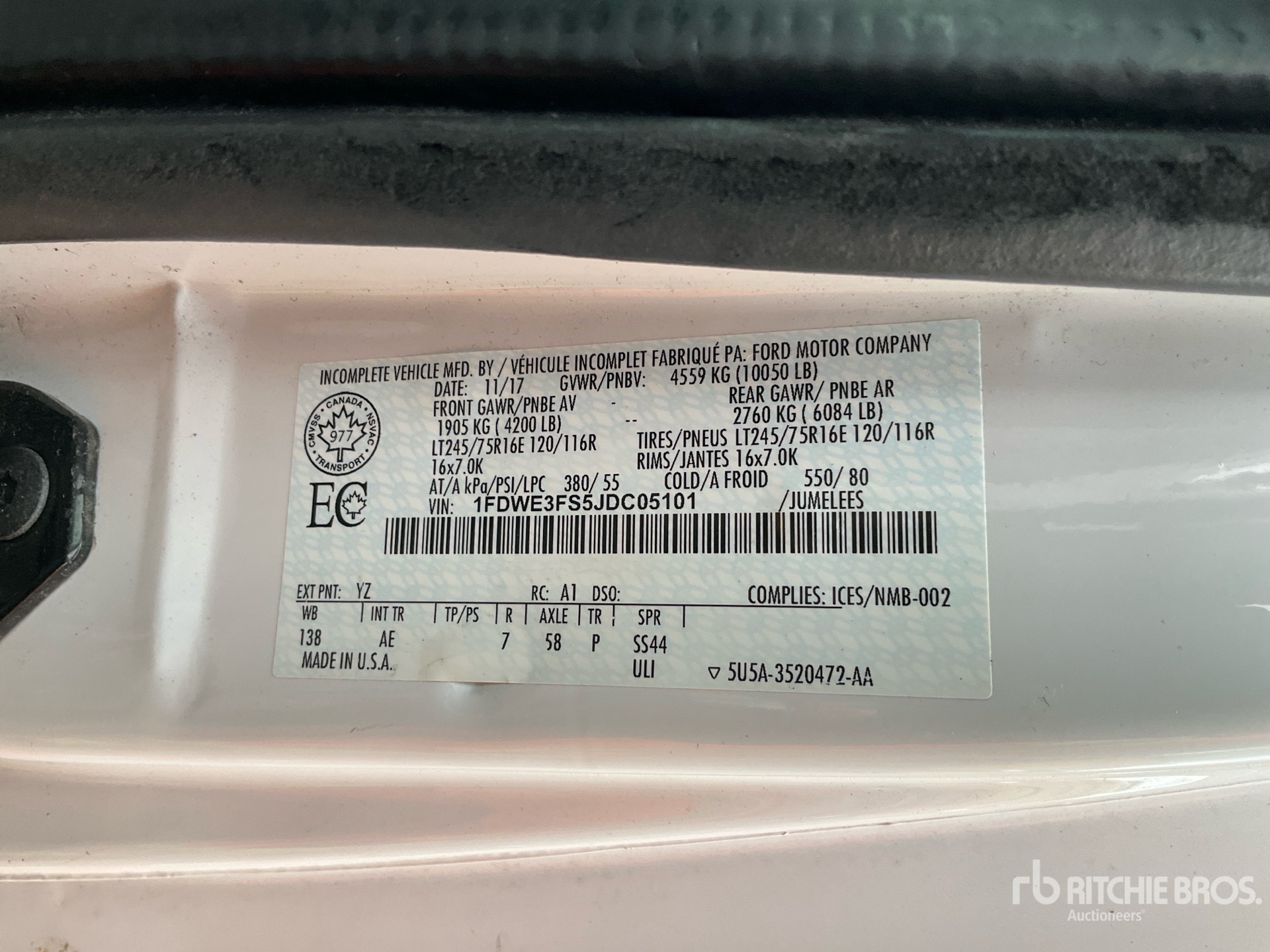 General Appearance with Serial Number / VIN