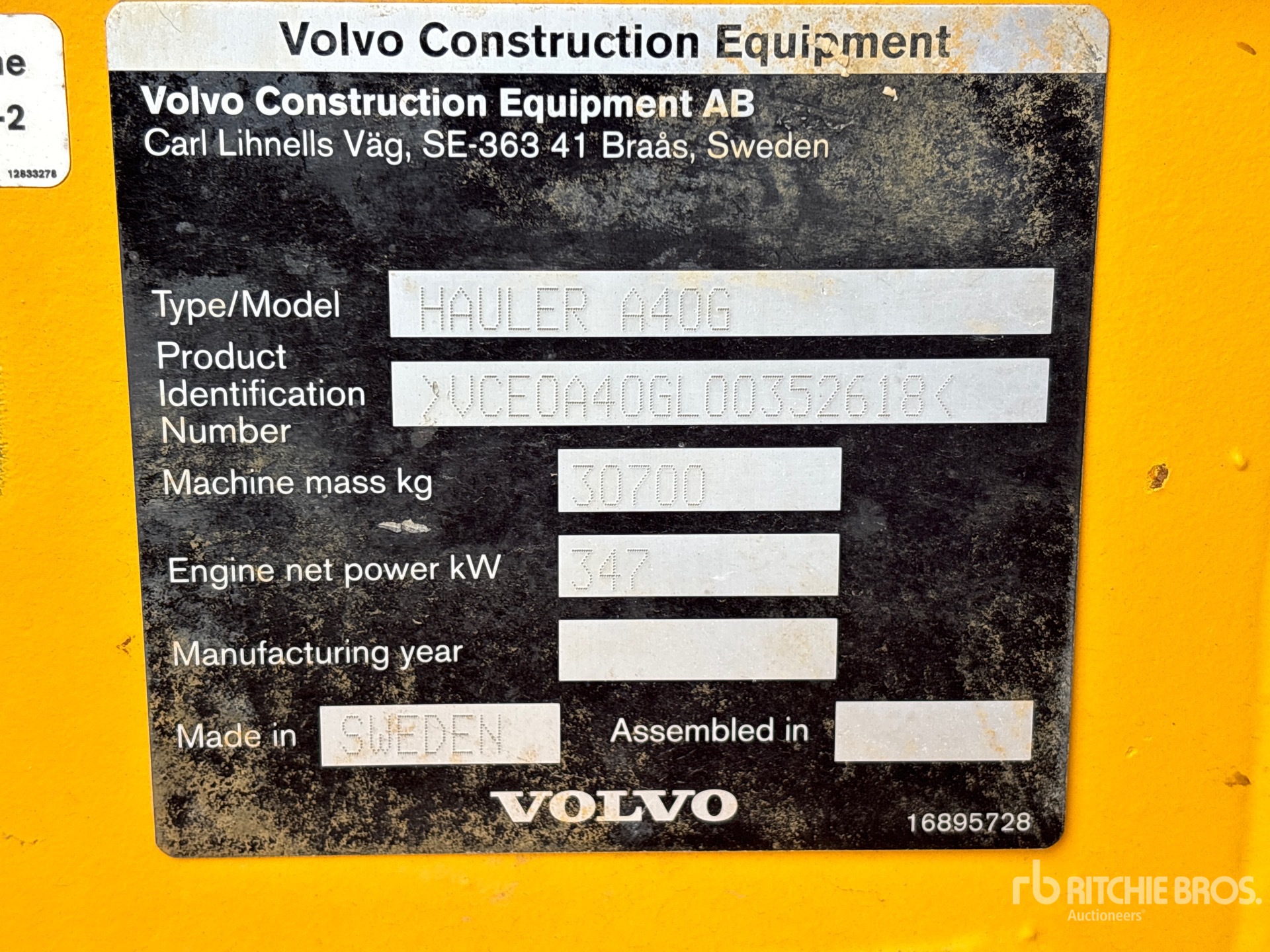 General Appearance with Serial Number / VIN