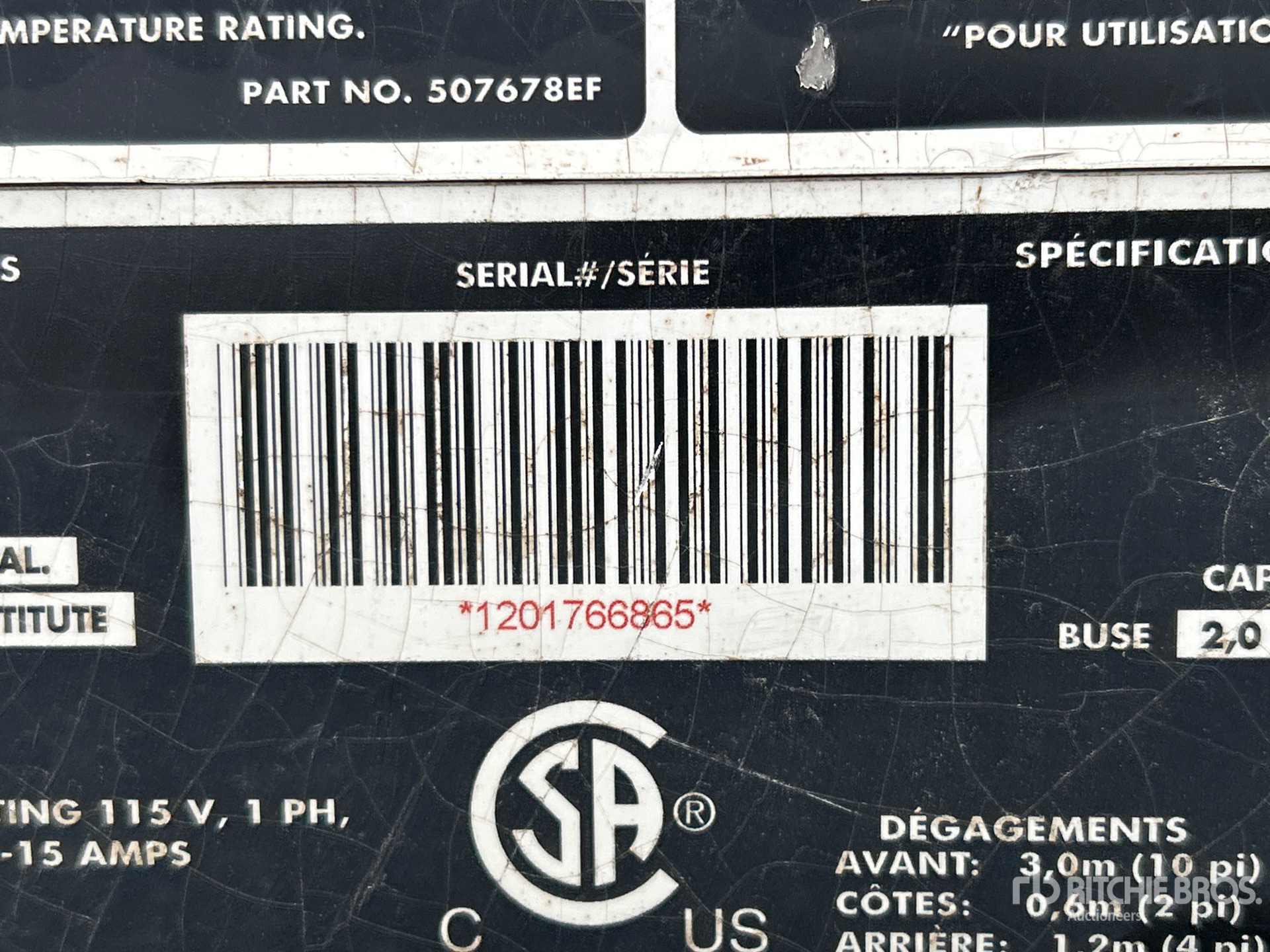 General Appearance with Serial Number / VIN