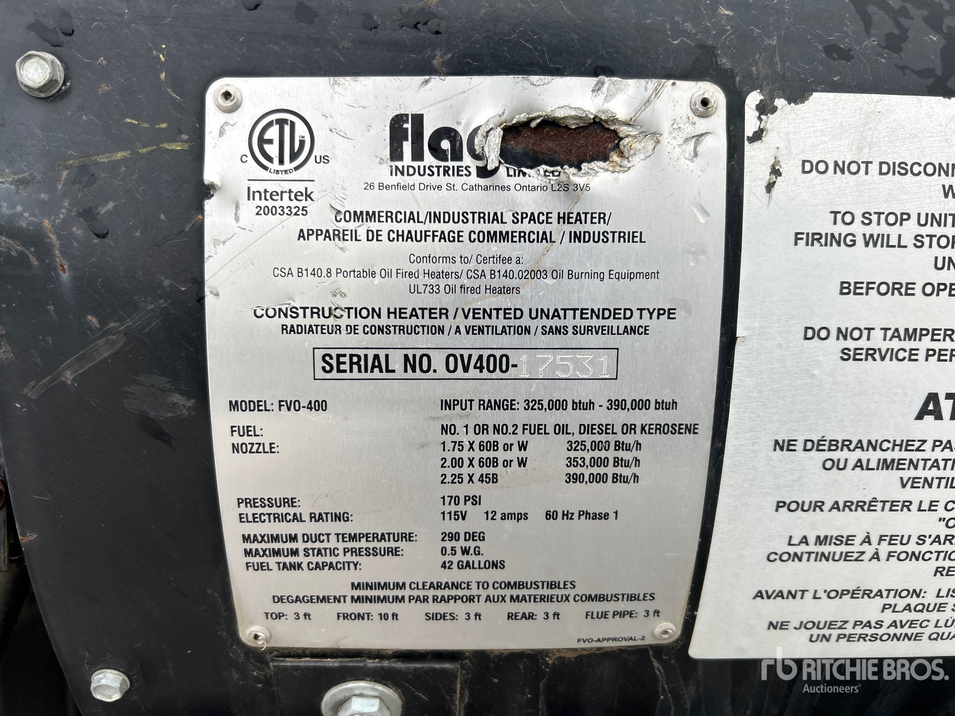 General Appearance with Serial Number / VIN