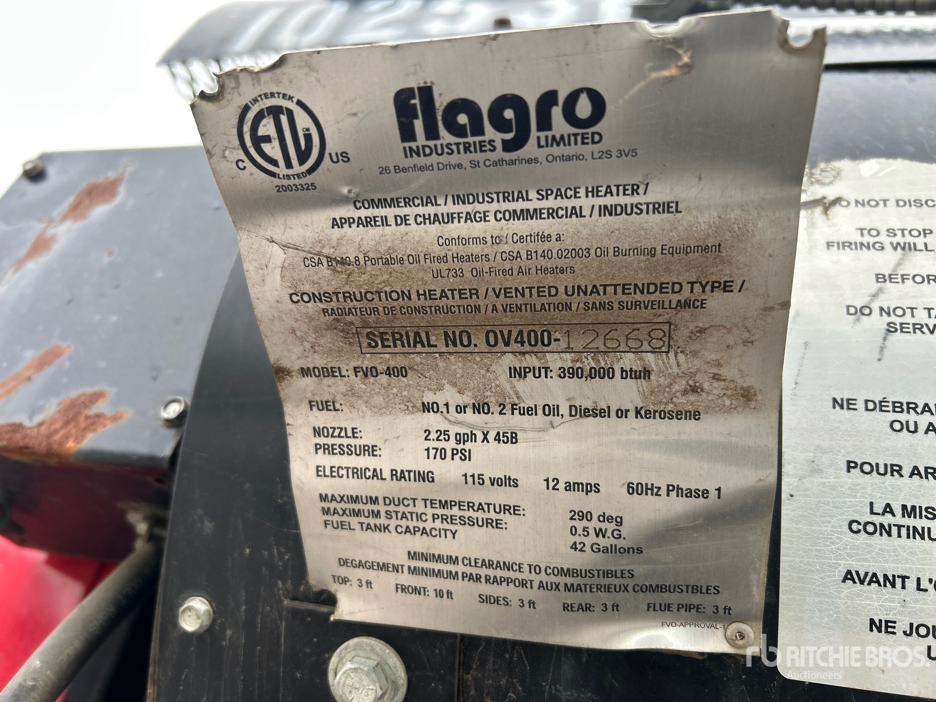 General Appearance with Serial Number / VIN