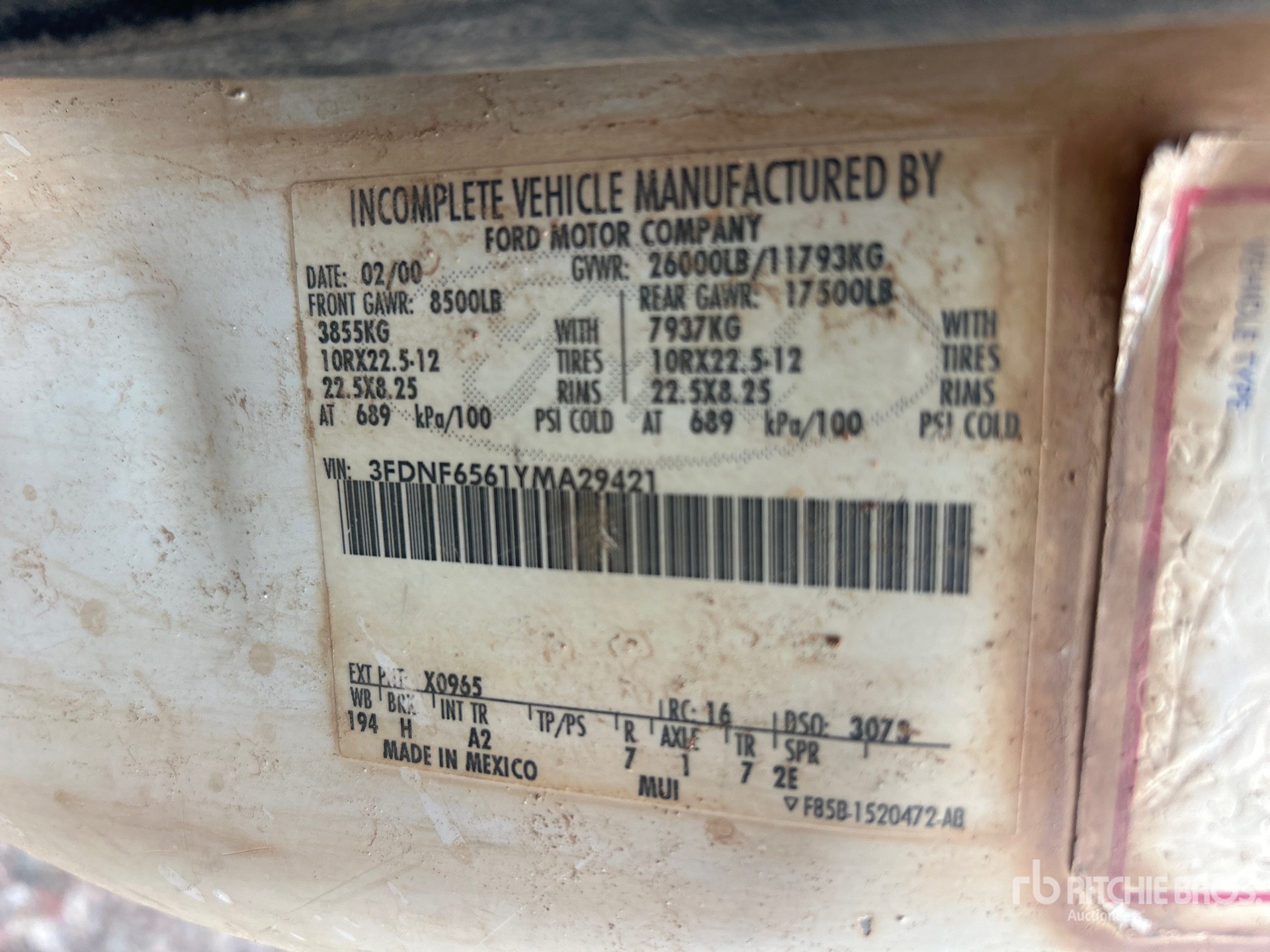 General Appearance with Serial Number / VIN