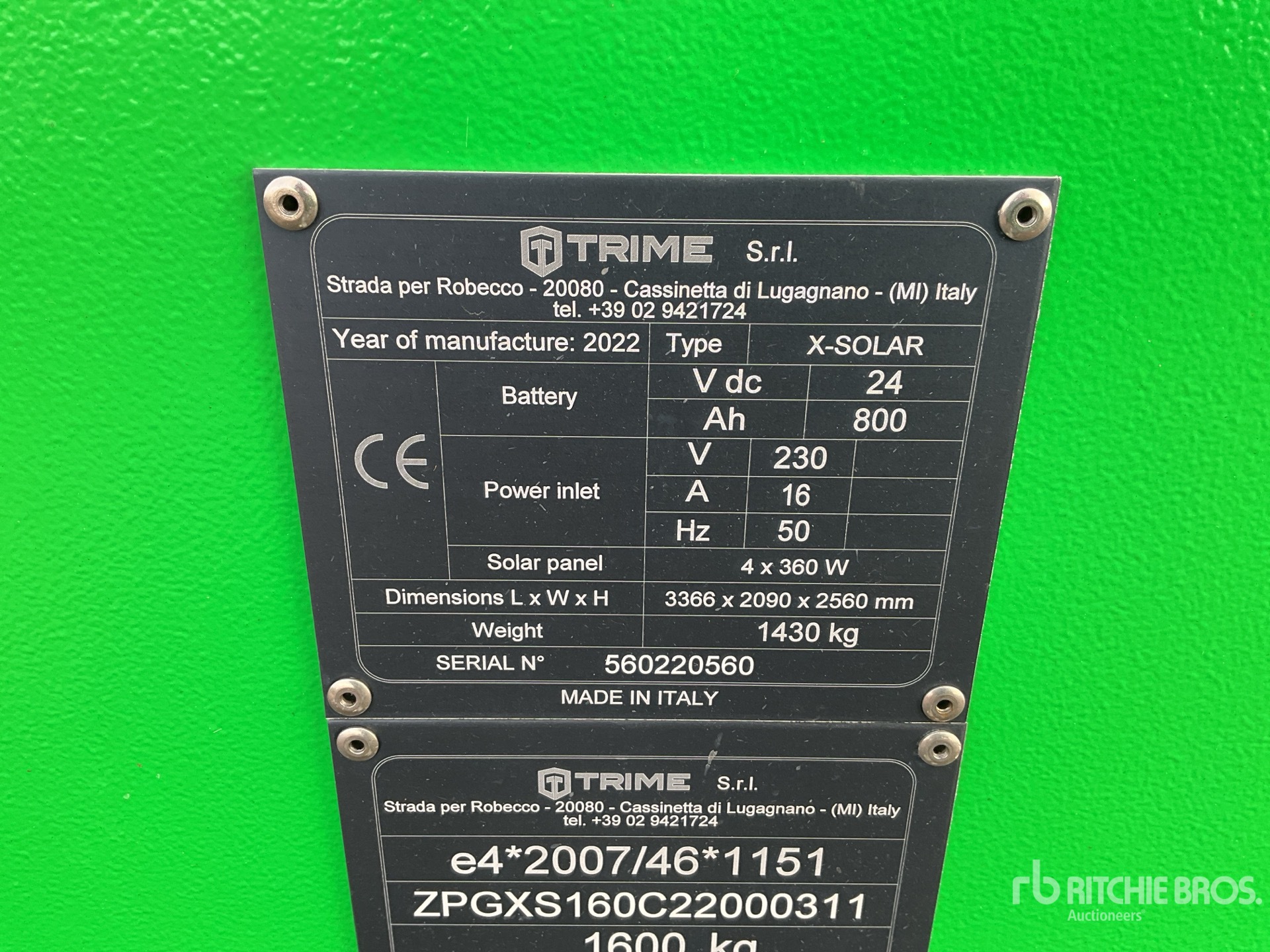 General Appearance with Serial Number / VIN