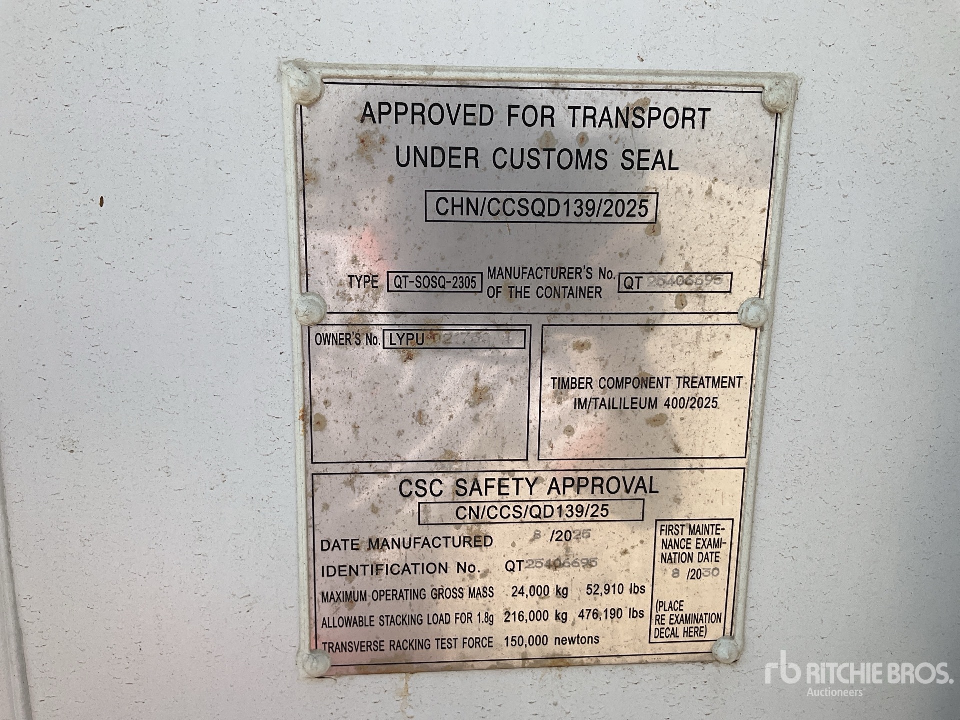 General Appearance with Serial Number / VIN