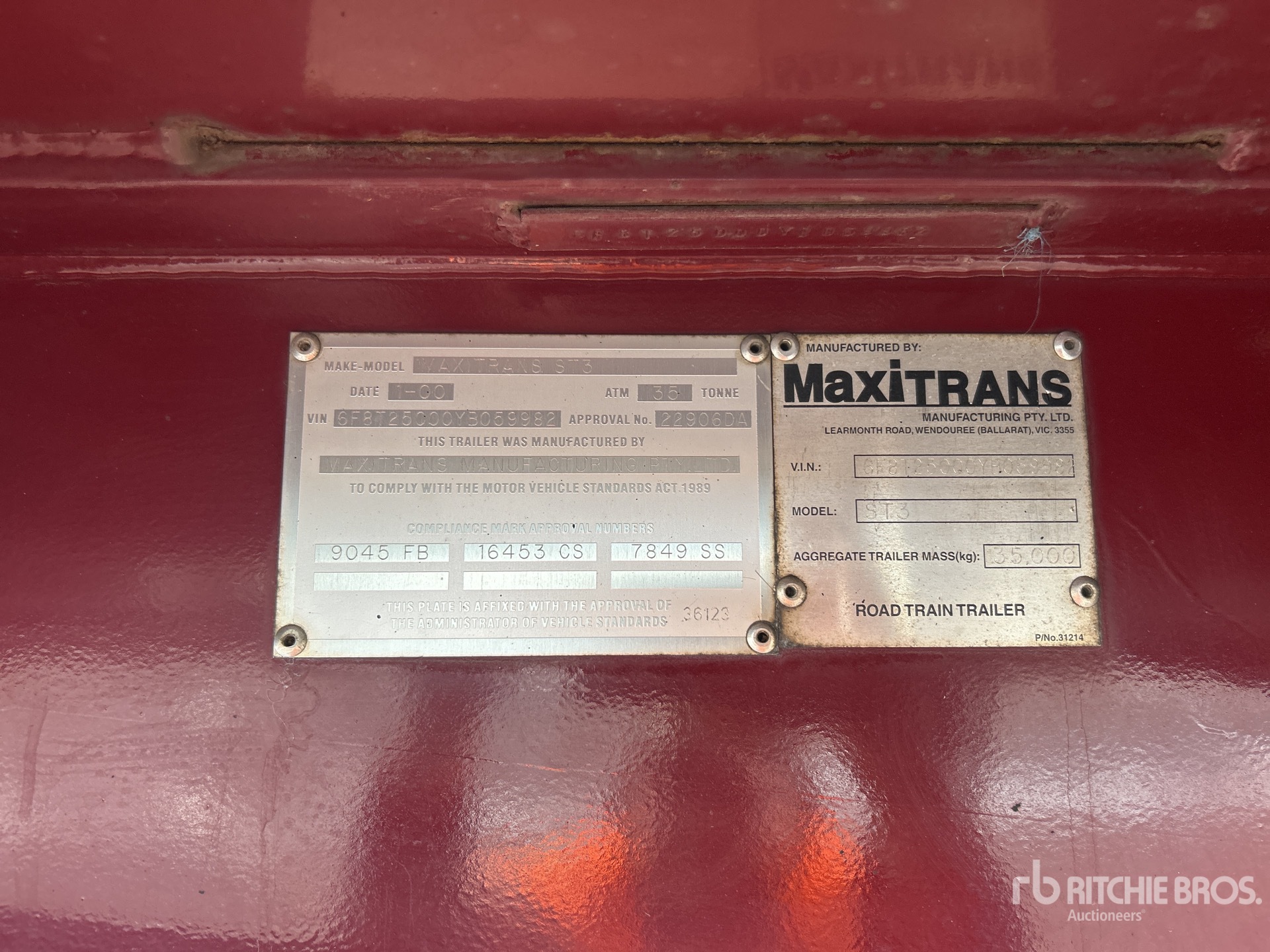 General Appearance with Serial Number / VIN