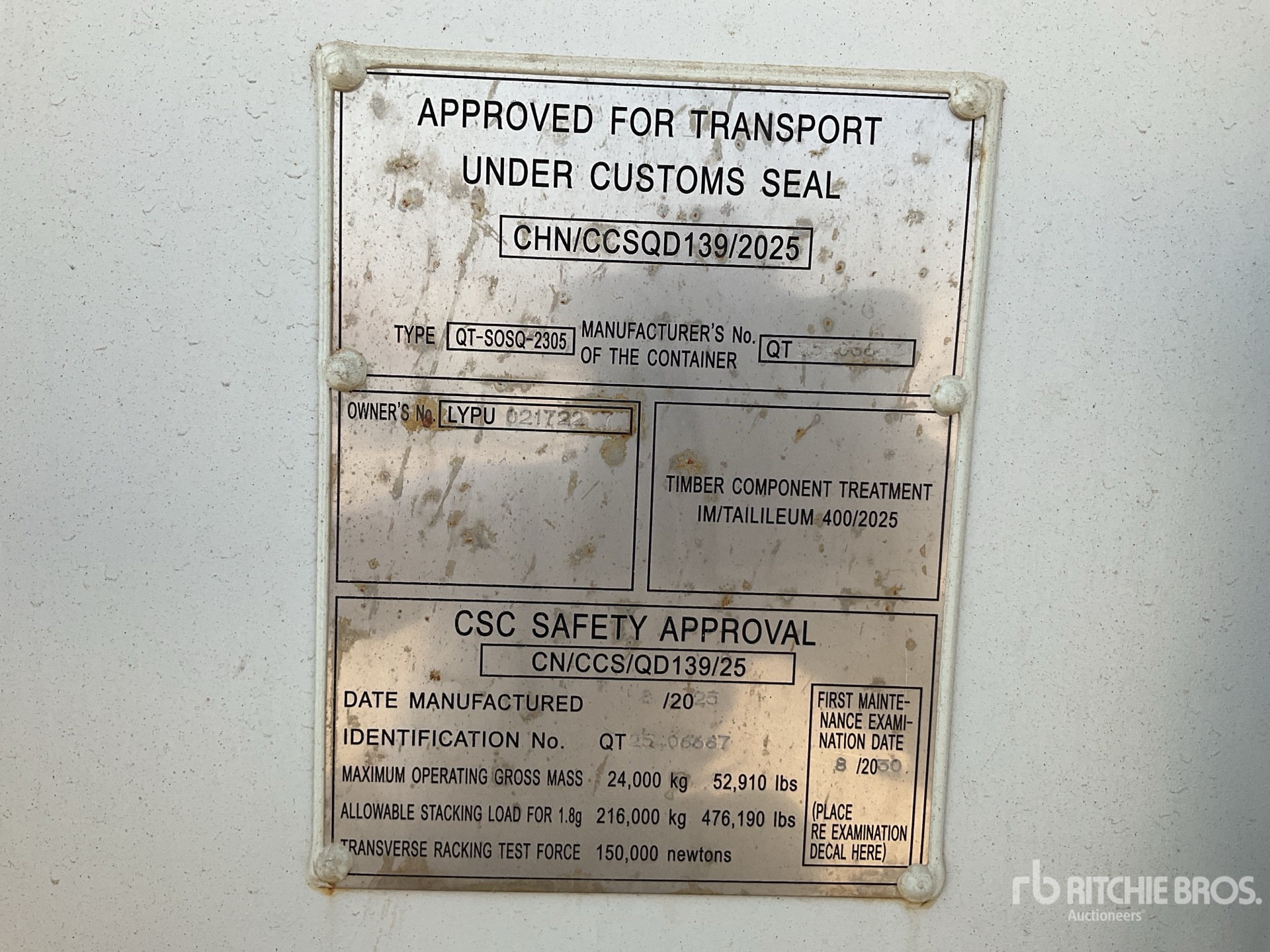 General Appearance with Serial Number / VIN