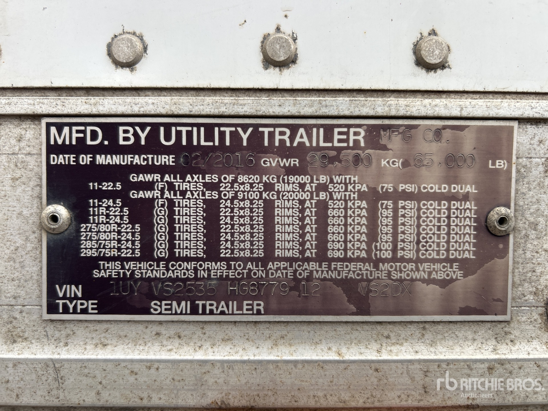 General Appearance with Serial Number / VIN