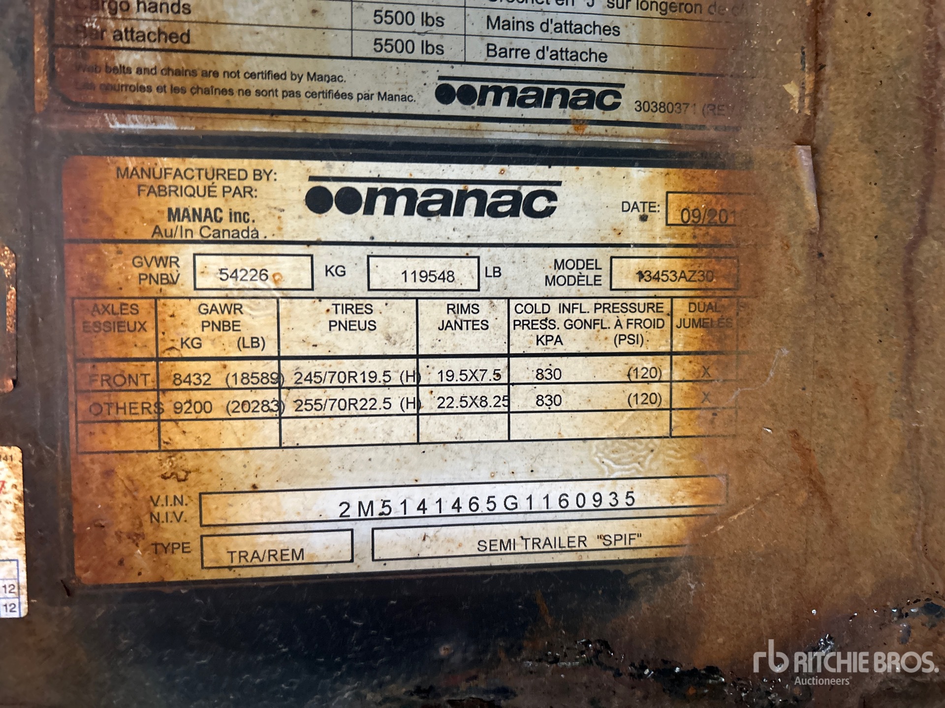General Appearance with Serial Number / VIN