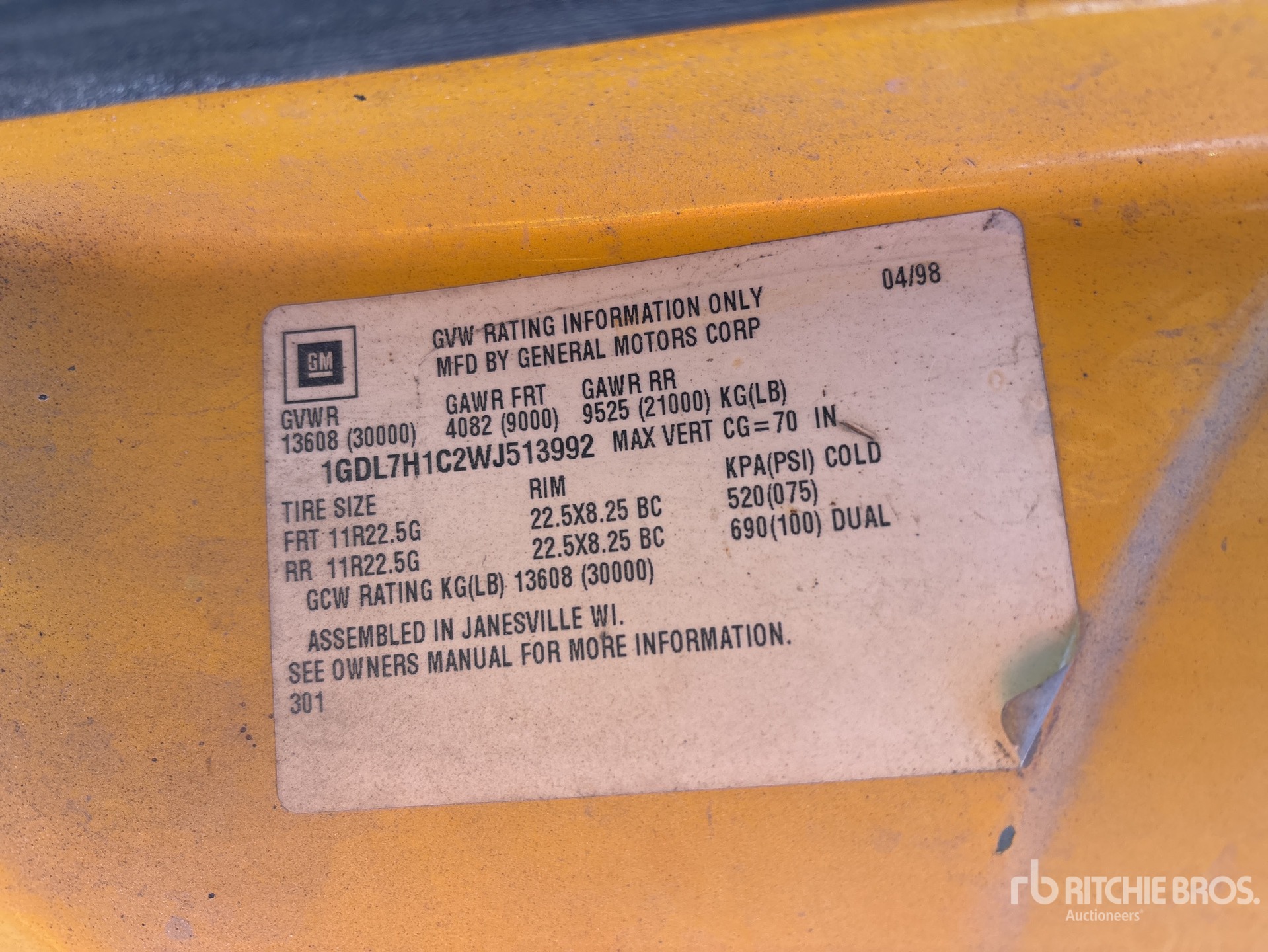 General Appearance with Serial Number / VIN