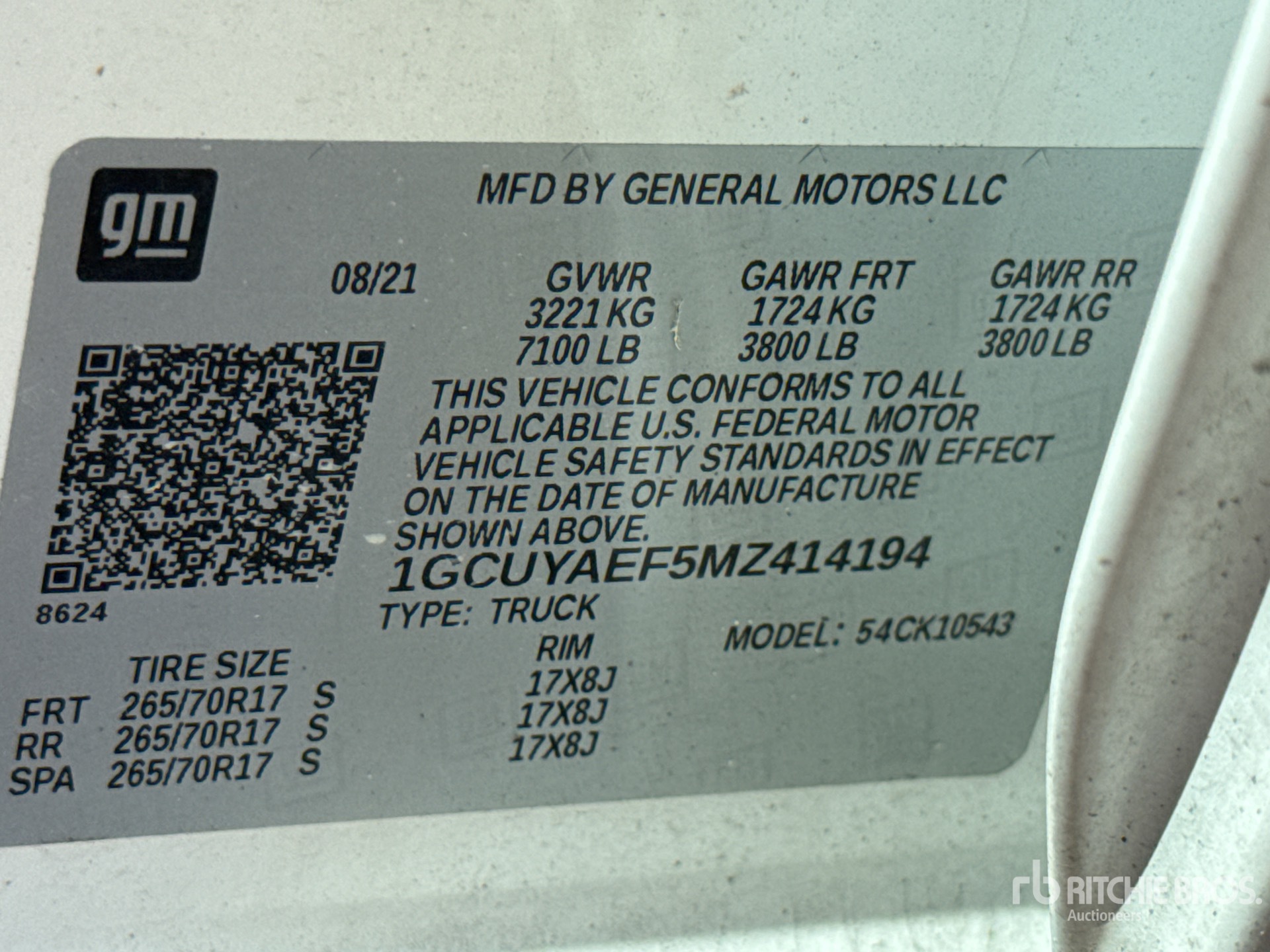 General Appearance with Serial Number / VIN