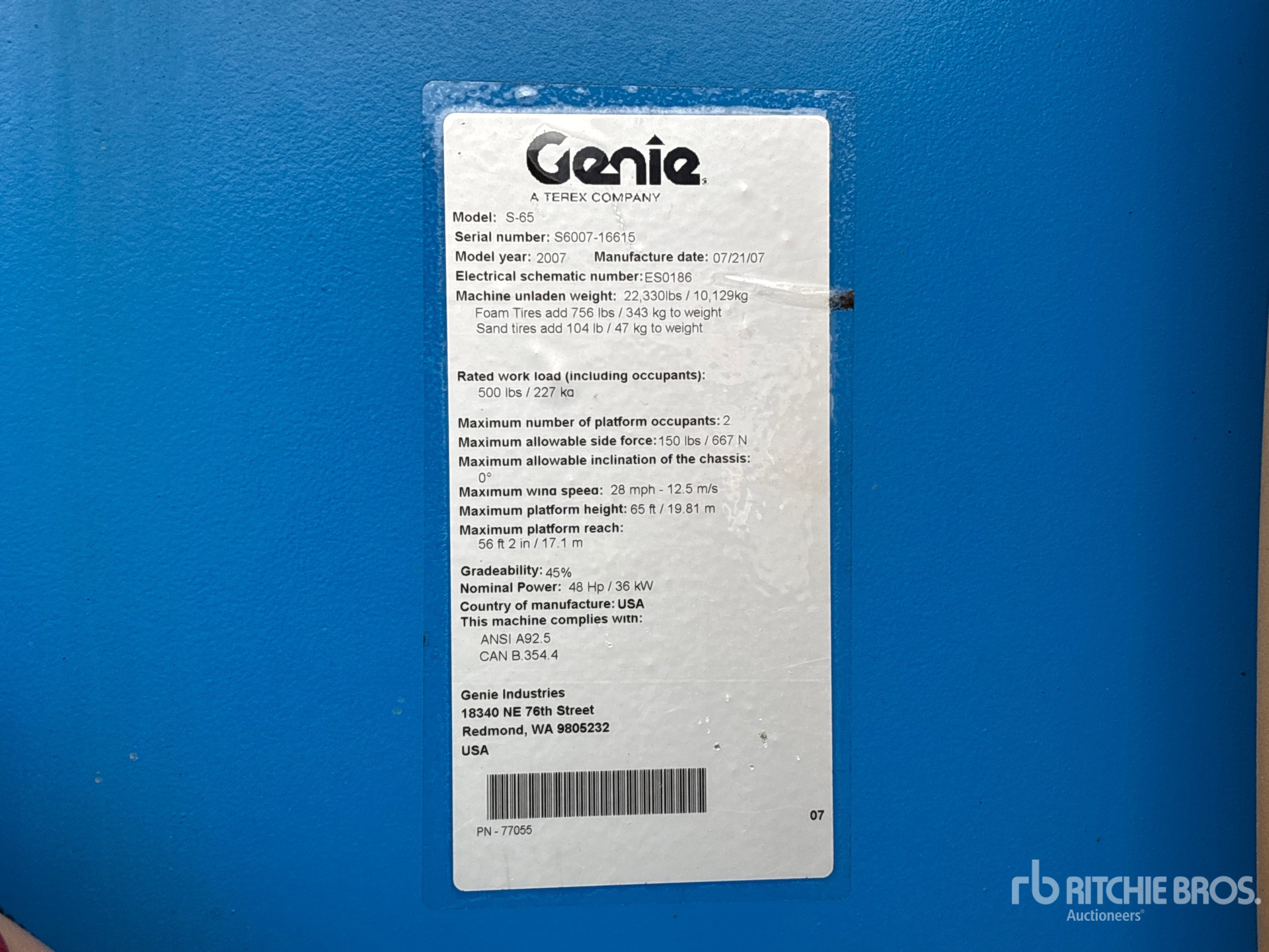 General Appearance with N.º de serie/VIN