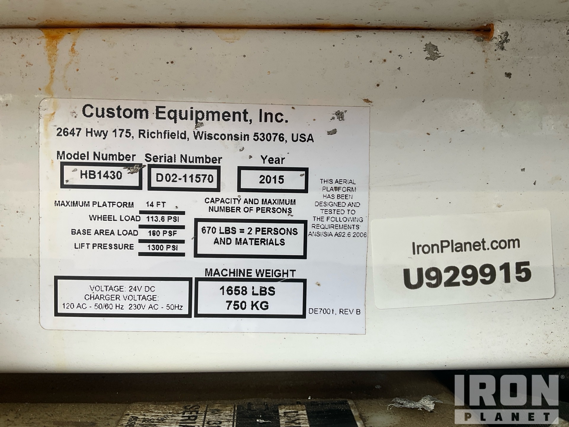 General Appearance with Serial Number / VIN