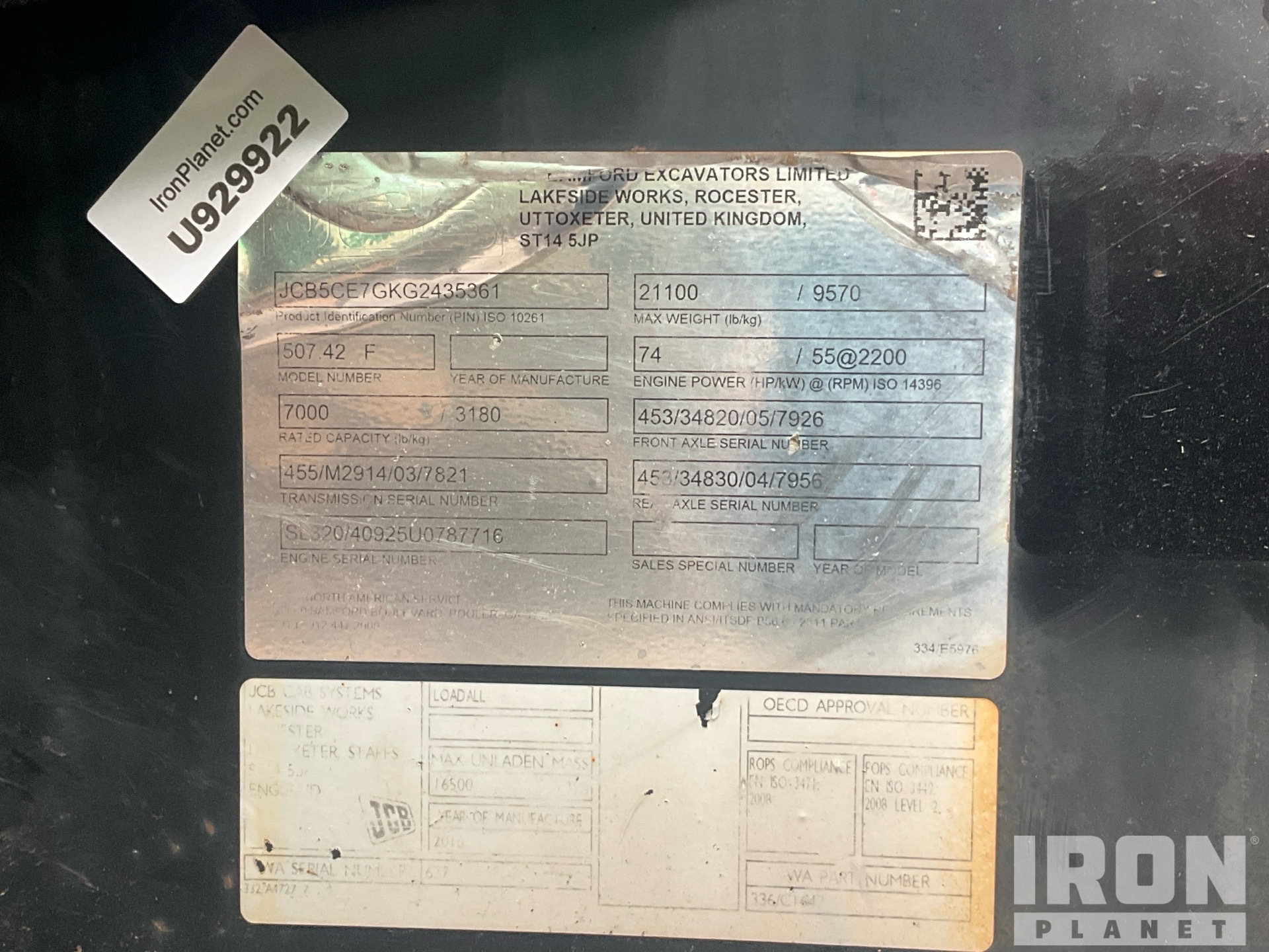 General Appearance with Serial Number / VIN