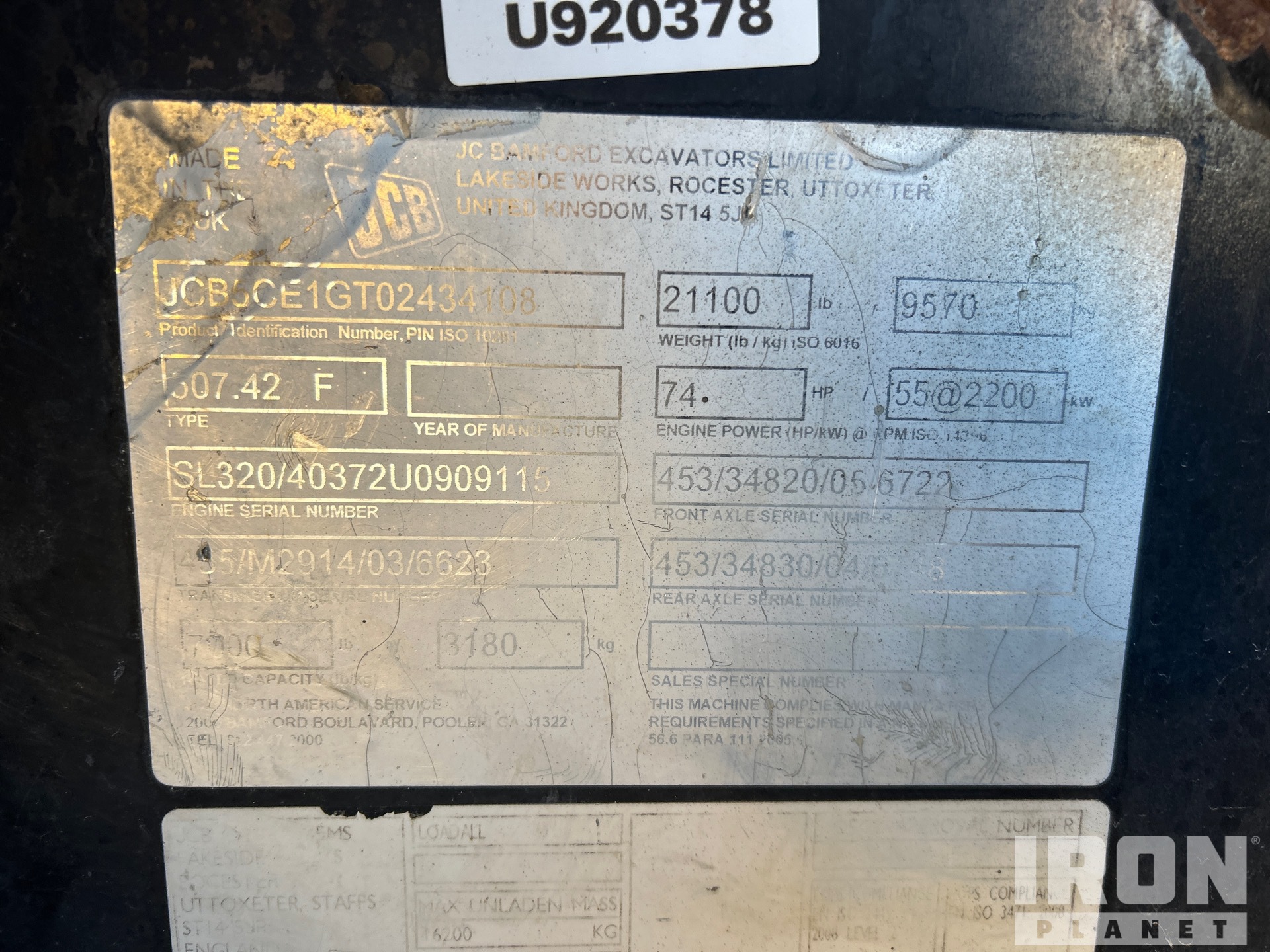 General Appearance with Serial Number / VIN