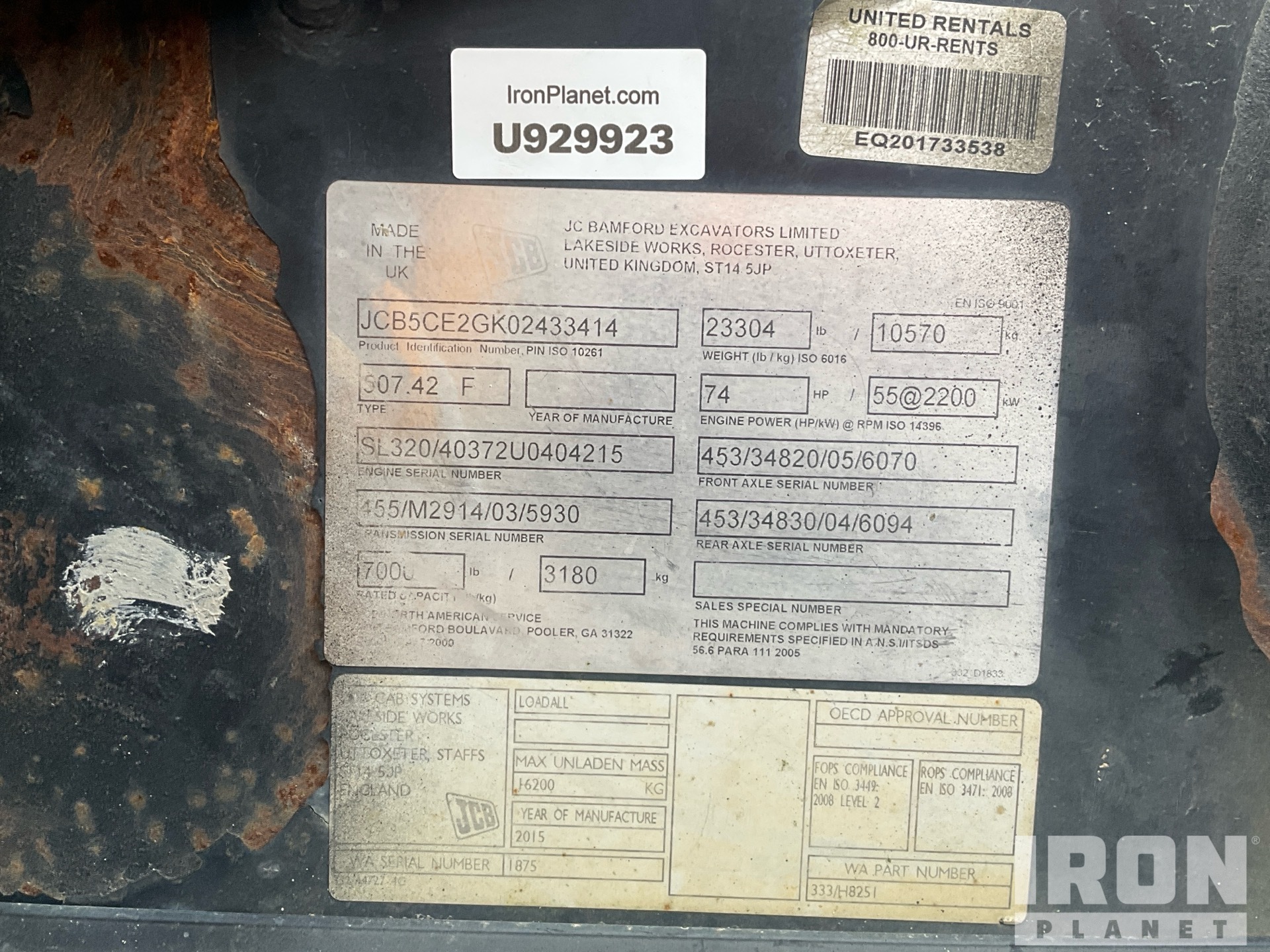 General Appearance with Serial Number / VIN