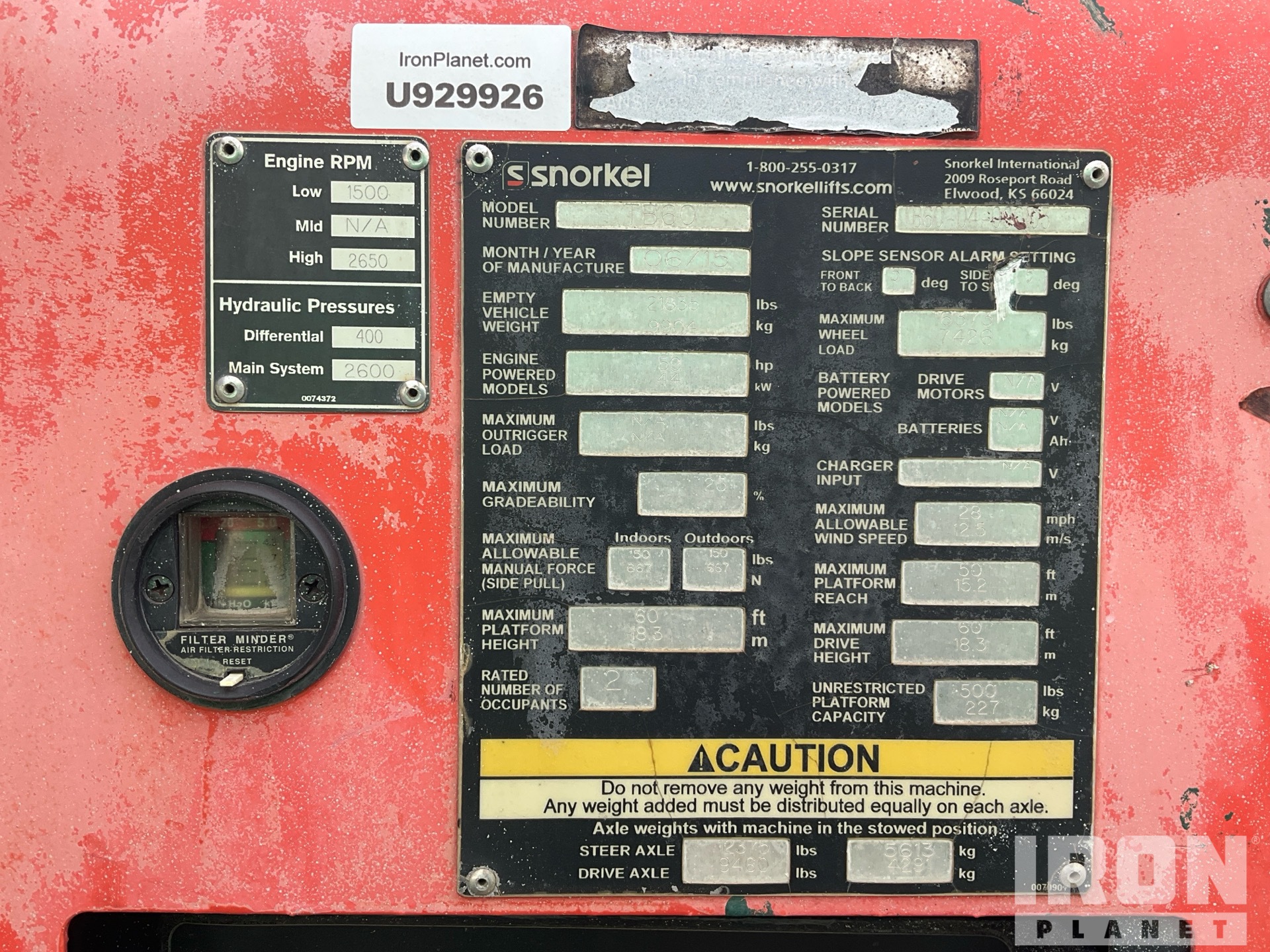 General Appearance with Serial Number / VIN