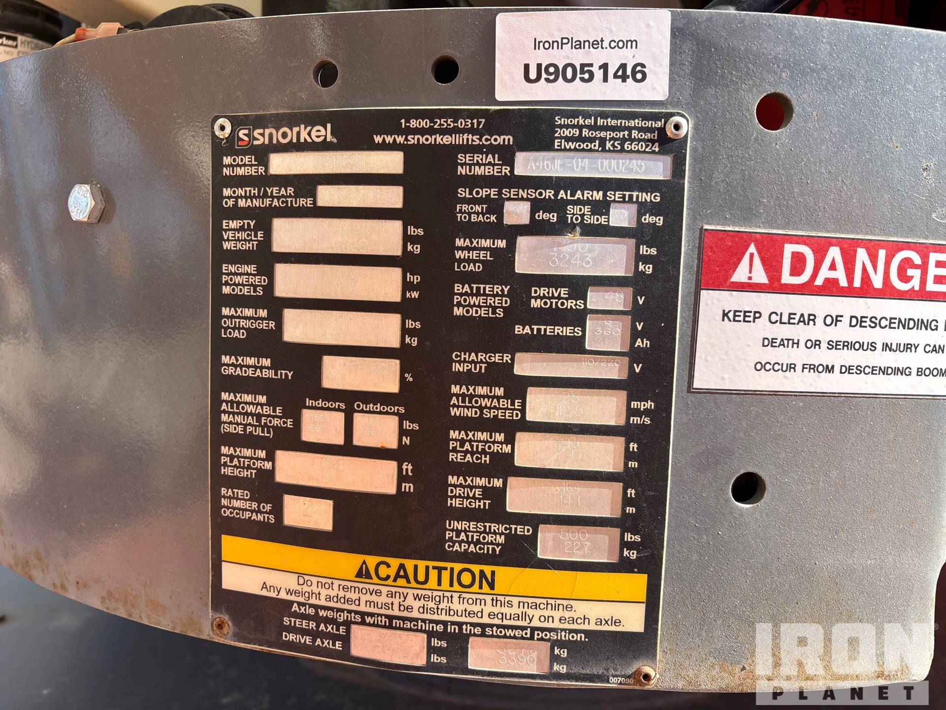 General Appearance with Serial Number / VIN