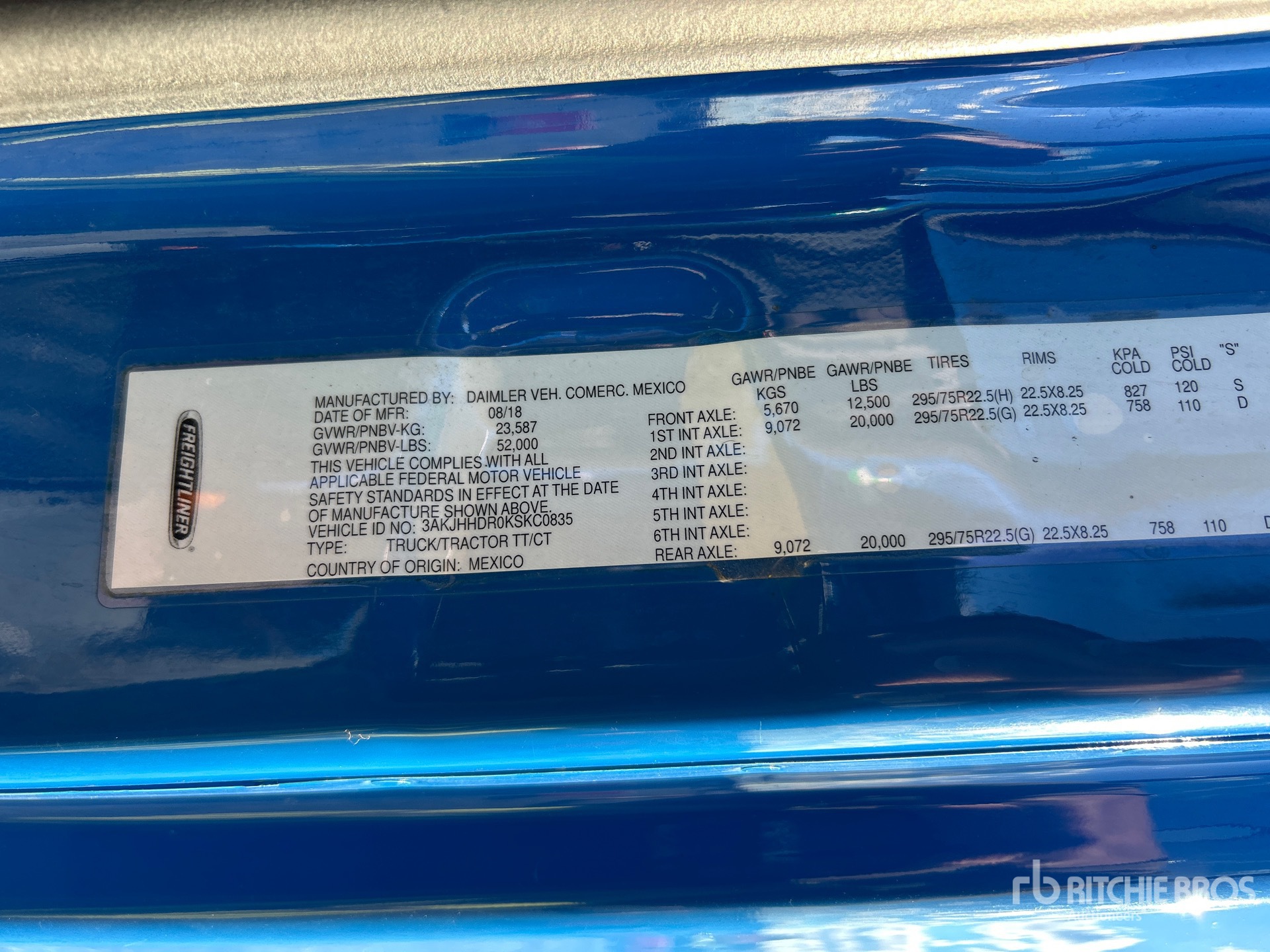 General Appearance with Serial Number / VIN