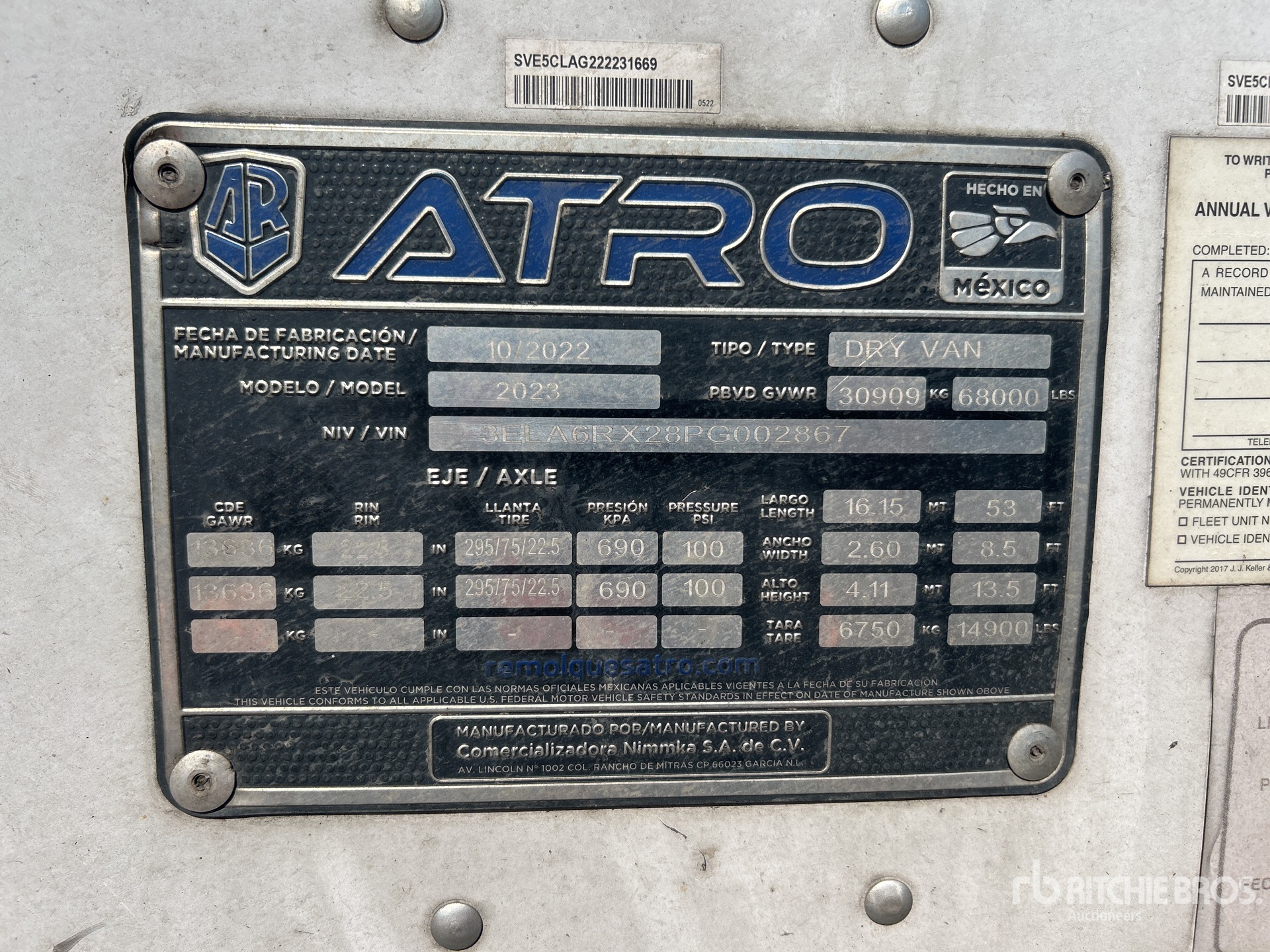 General Appearance with Serial Number / VIN