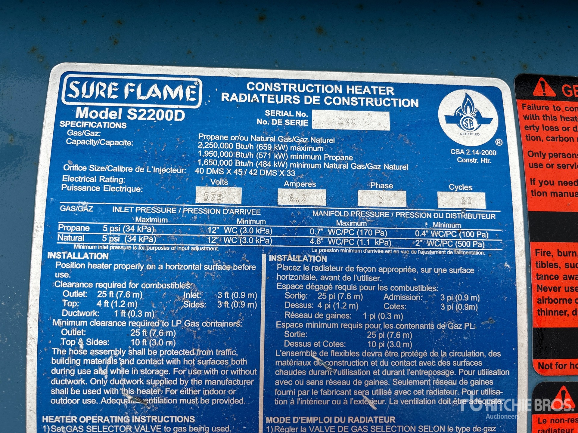 General Appearance with Serial Number / VIN