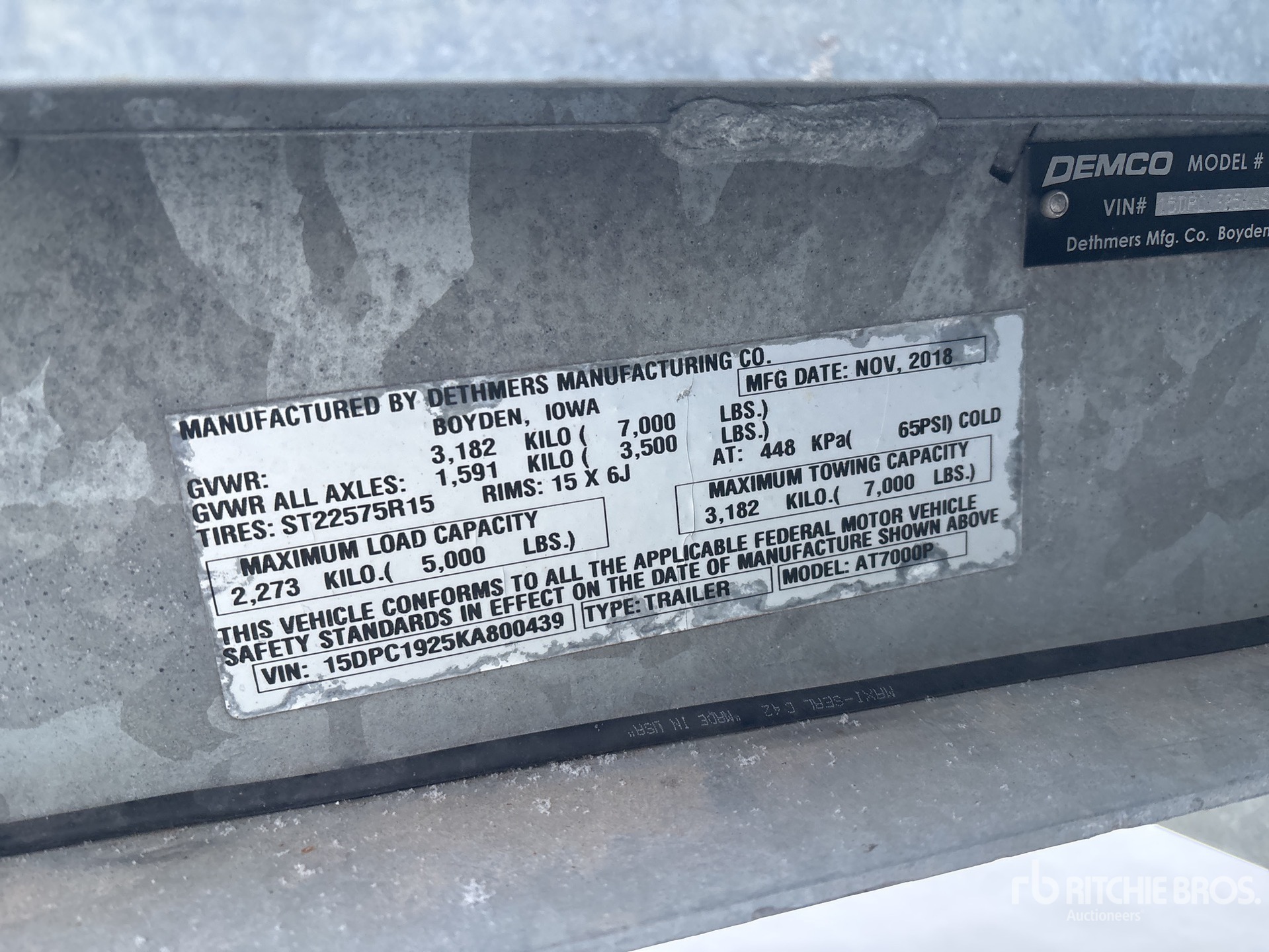 General Appearance with Serial Number / VIN