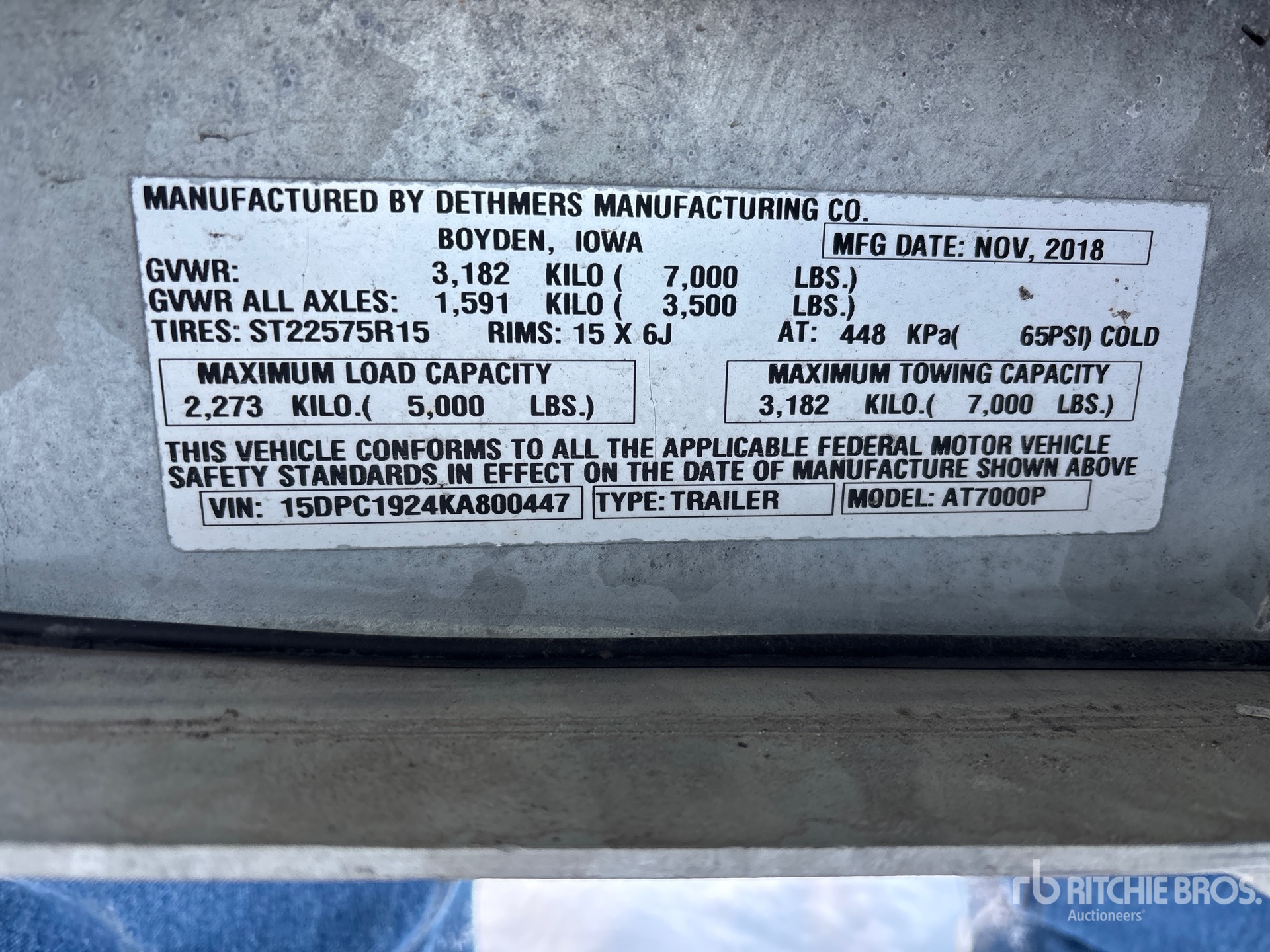 General Appearance with Serial Number / VIN