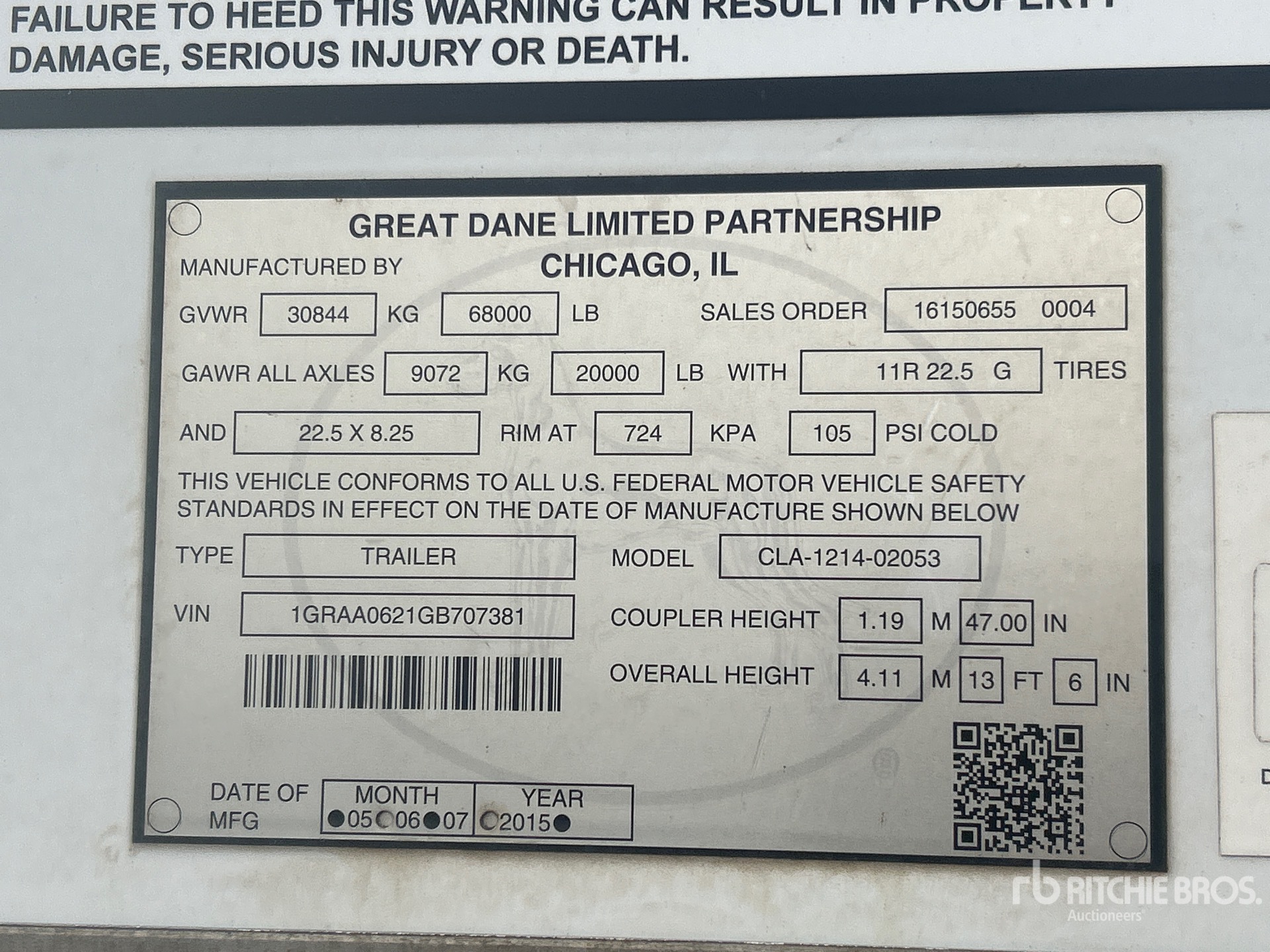 General Appearance with Serial Number / VIN