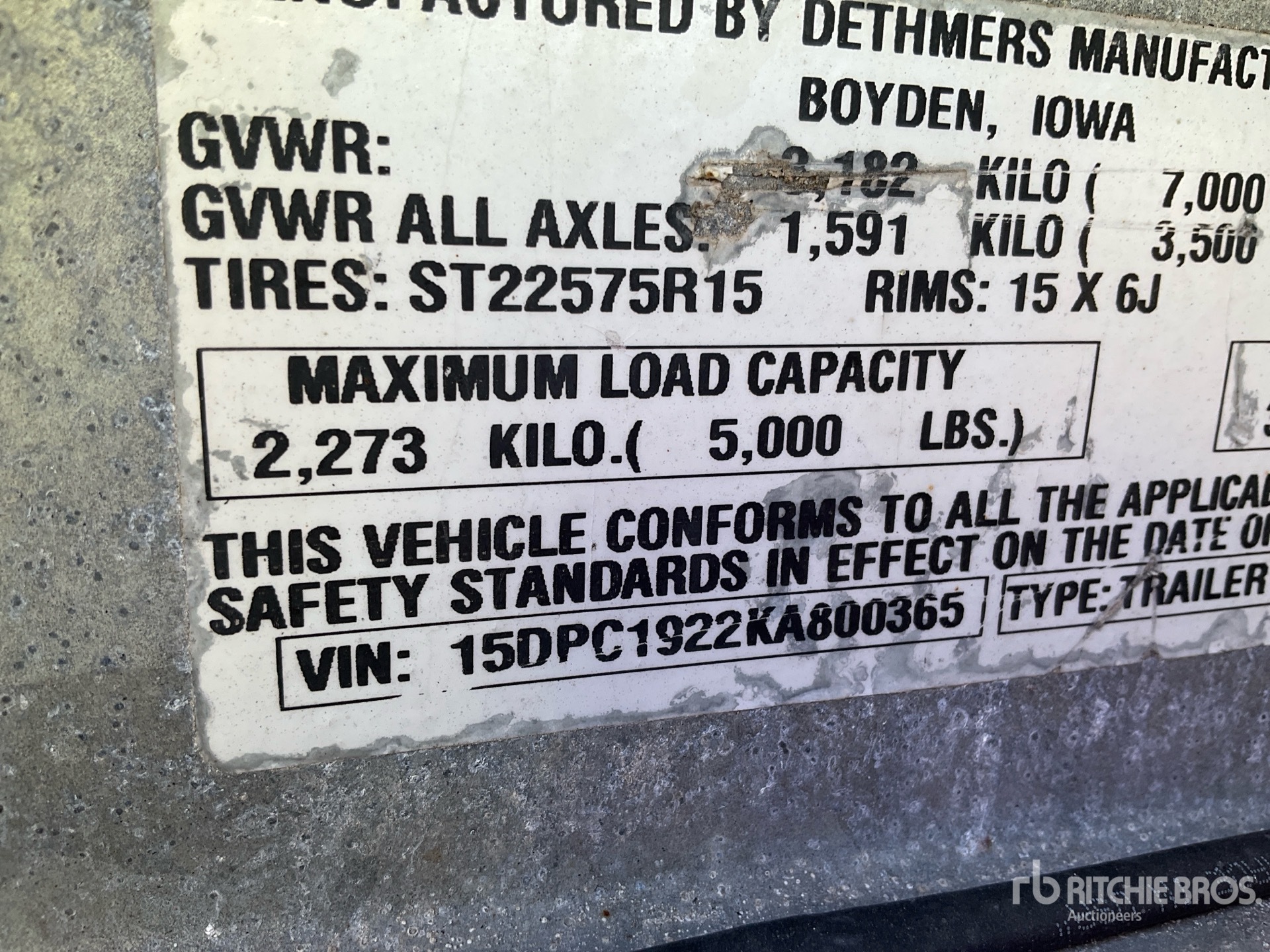 General Appearance with Serial Number / VIN