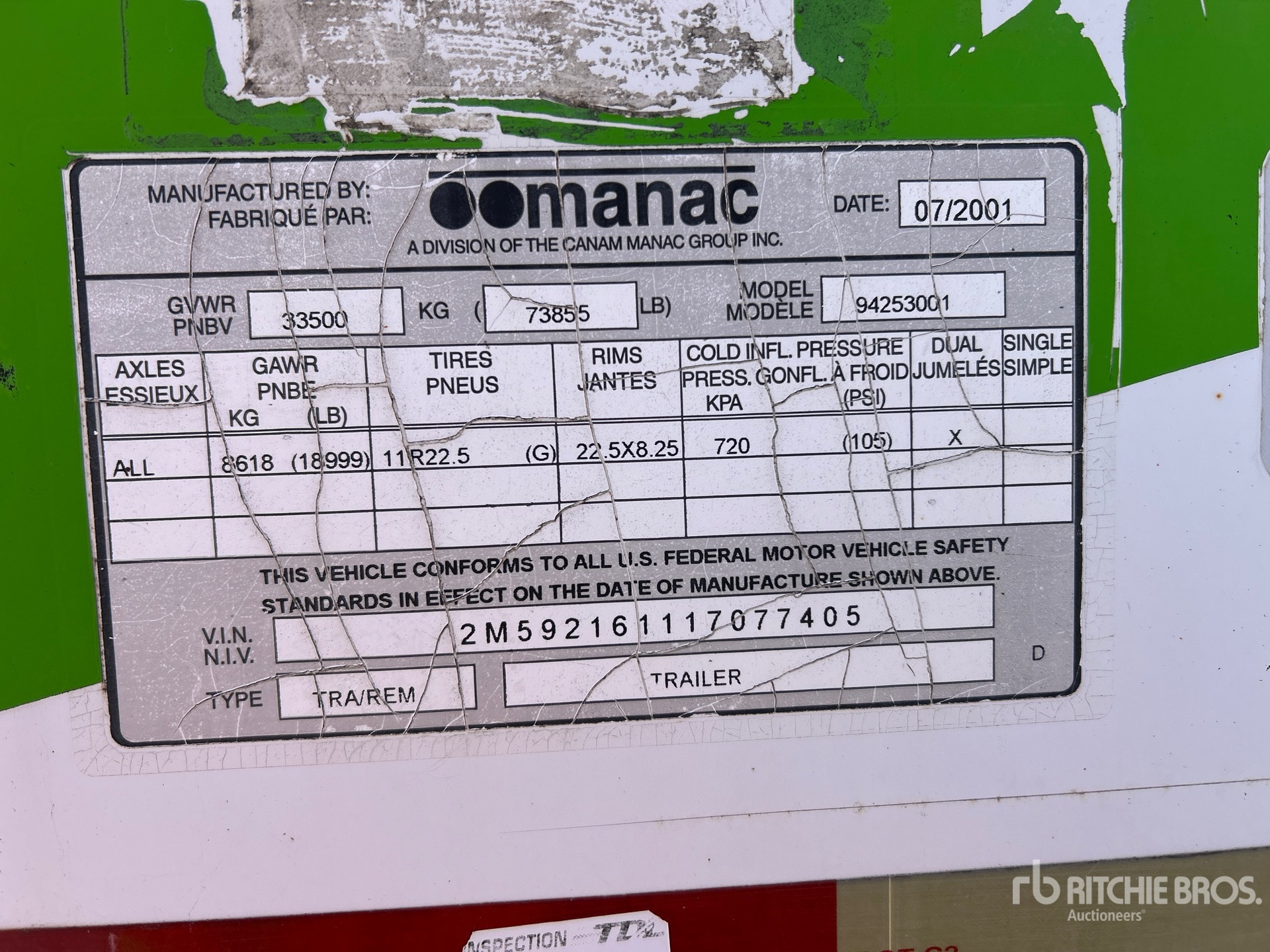 General Appearance with Serial Number / VIN