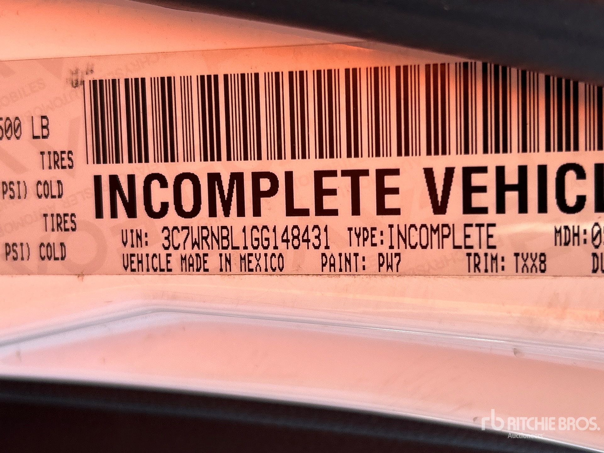 General Appearance with Serial Number / VIN