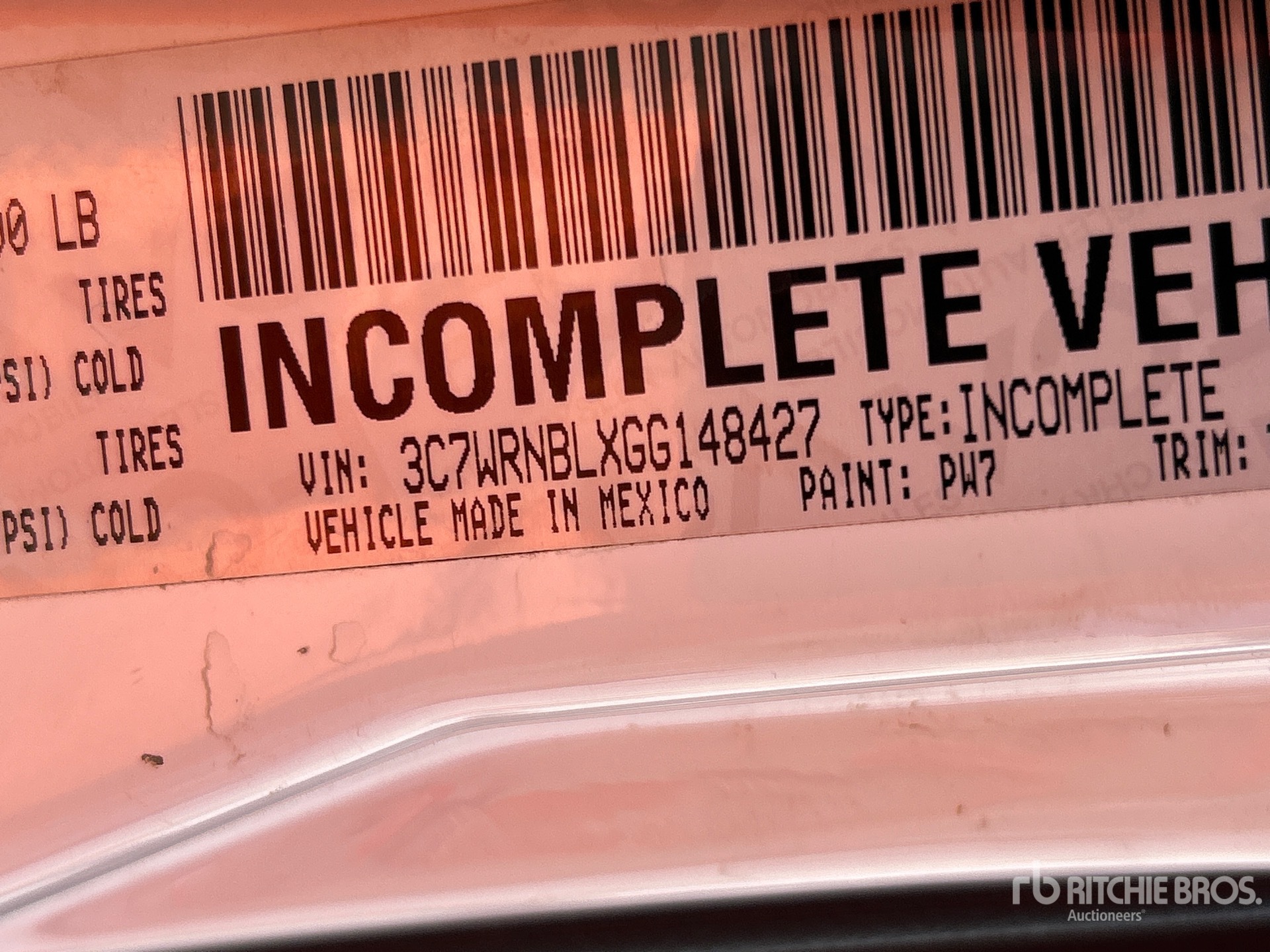 General Appearance with Serial Number / VIN