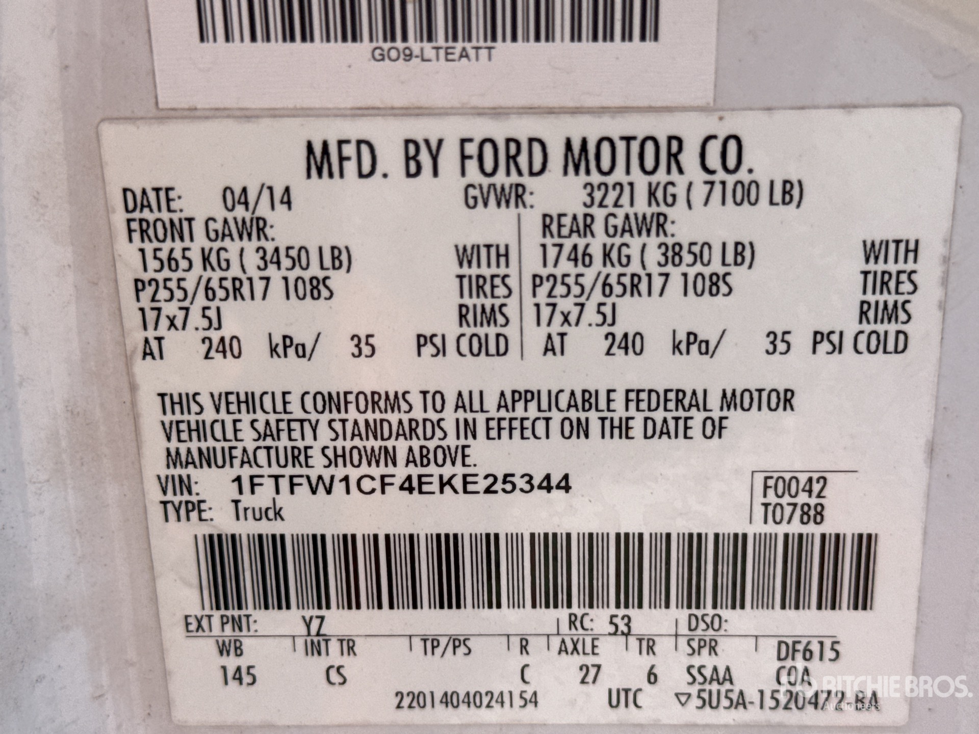 General Appearance with Serial Number / VIN