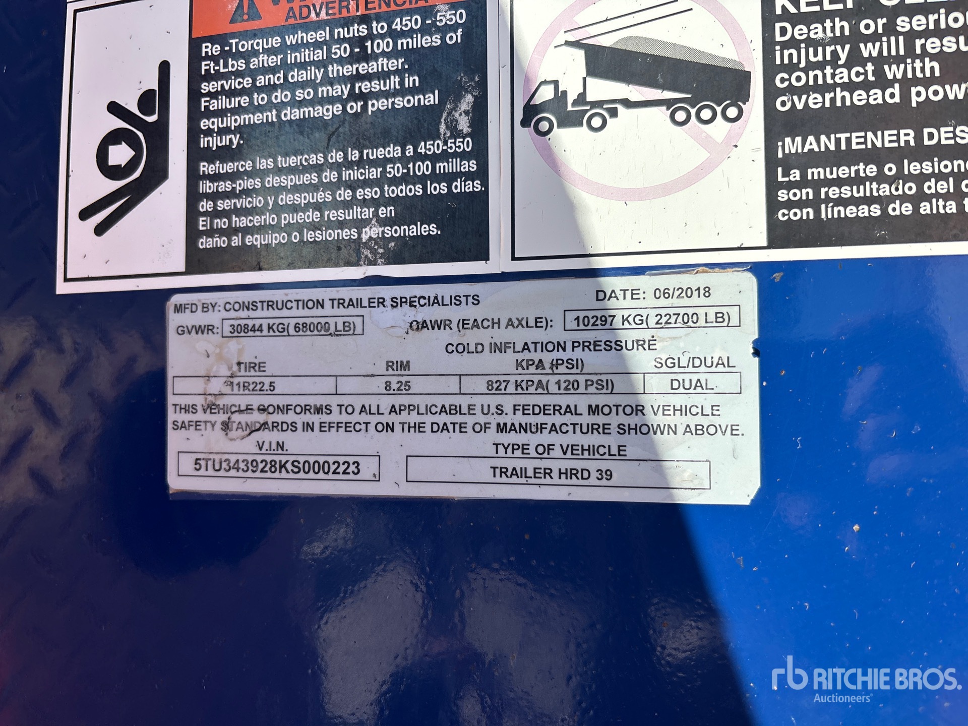 General Appearance with Serial Number / VIN