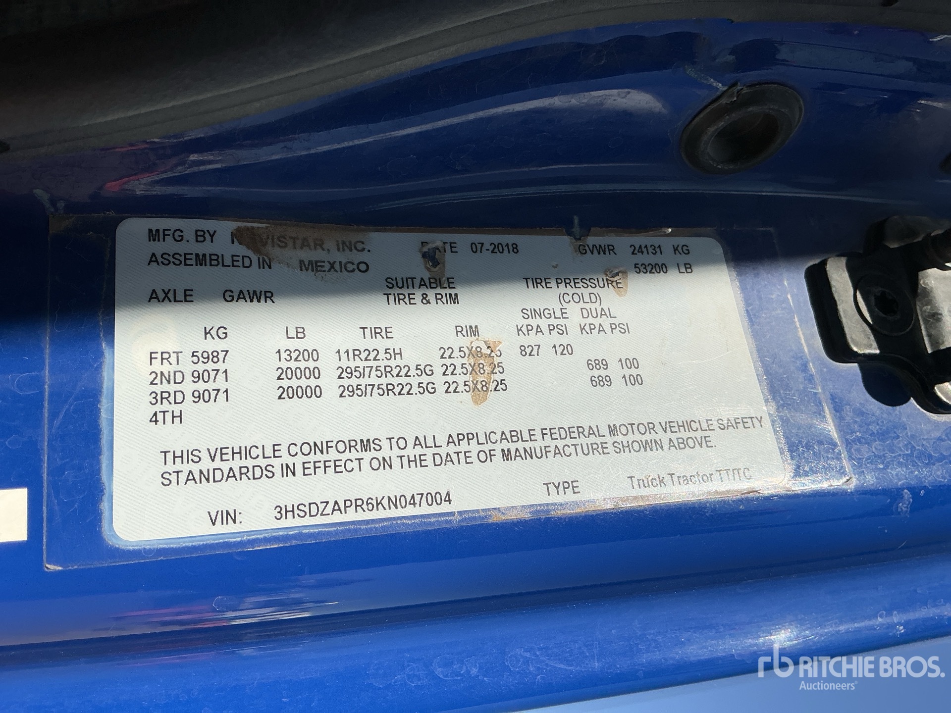 General Appearance with Serial Number / VIN