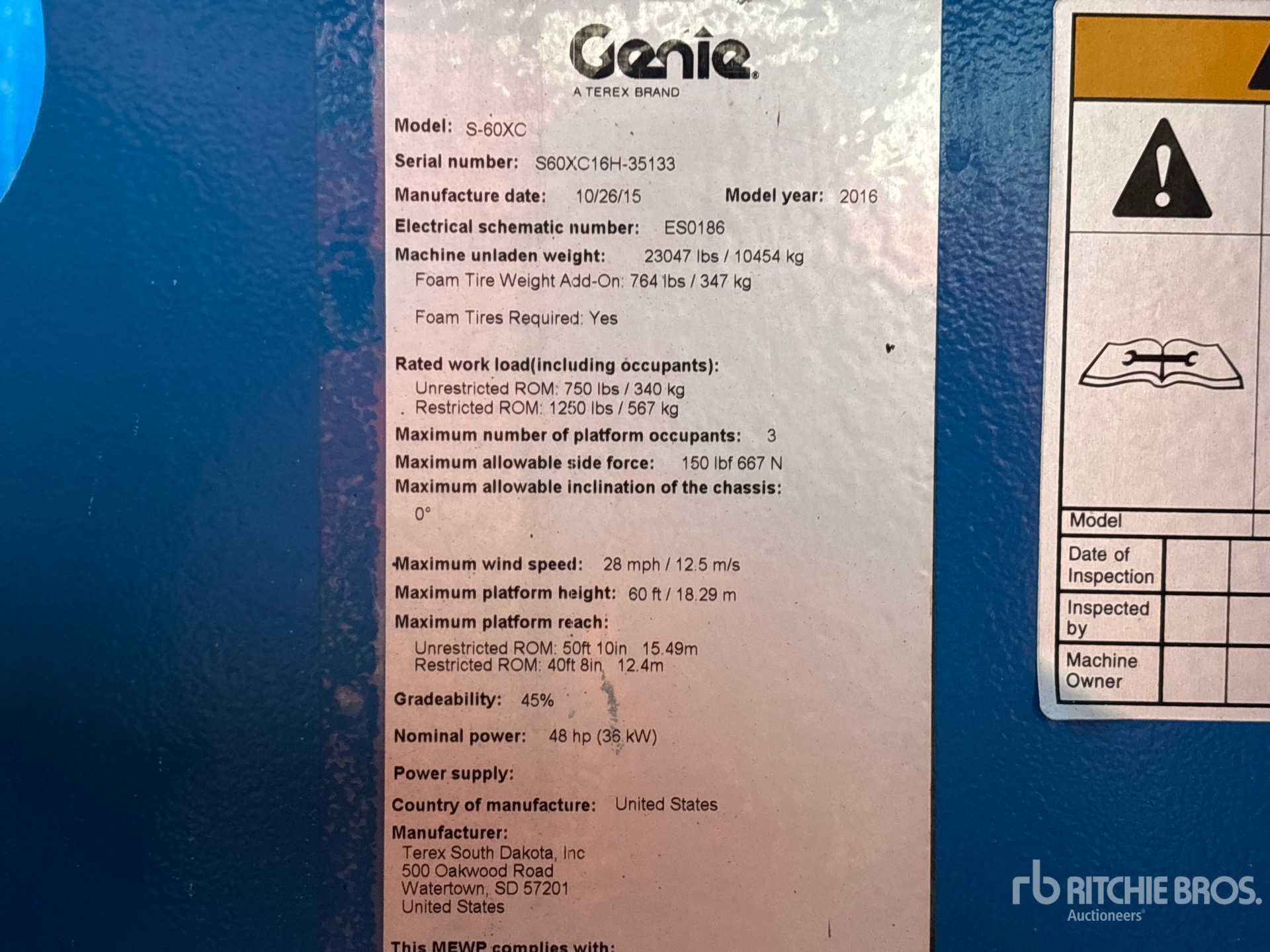 General Appearance with Serial Number / VIN