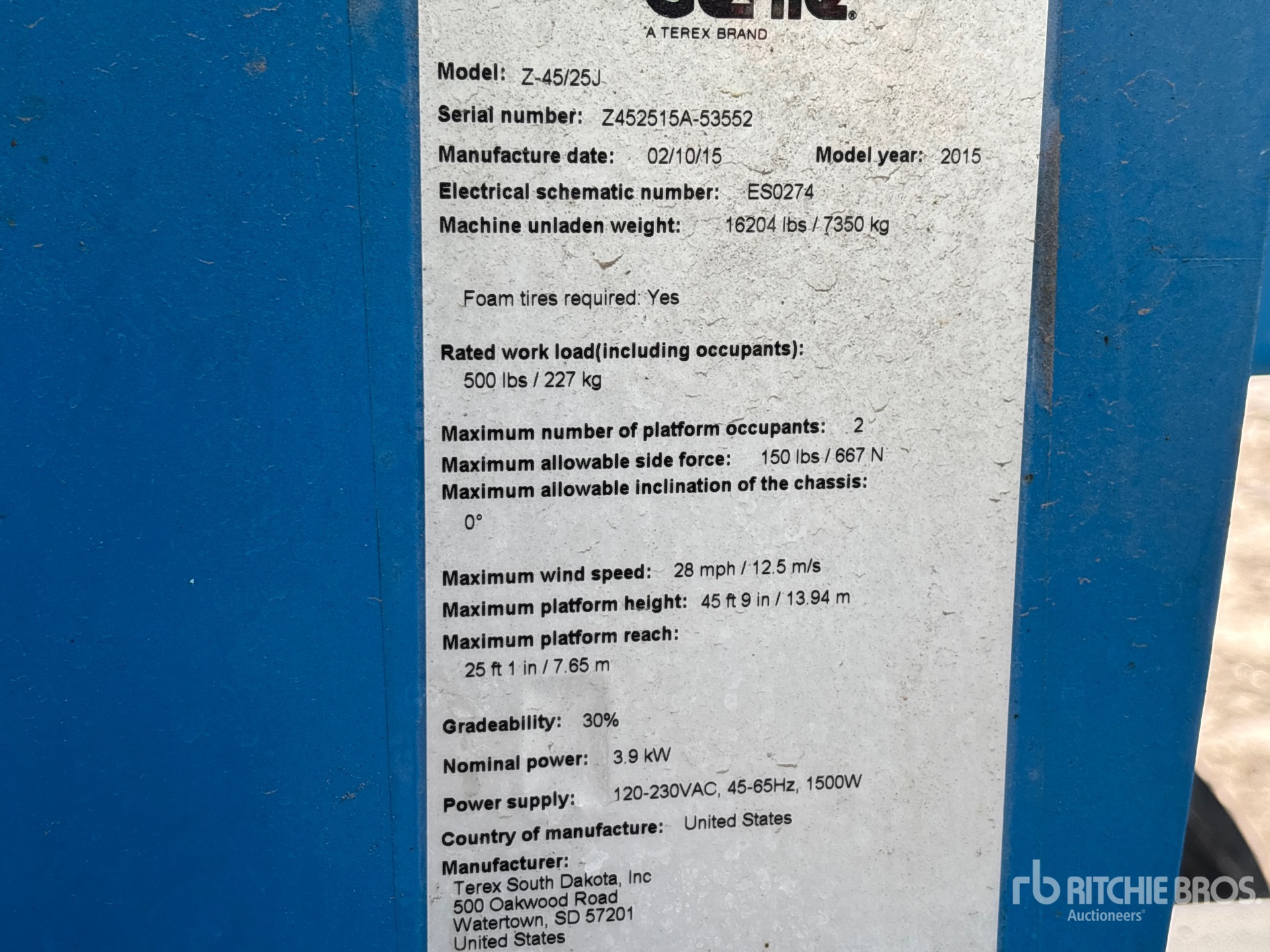 General Appearance with Serial Number / VIN