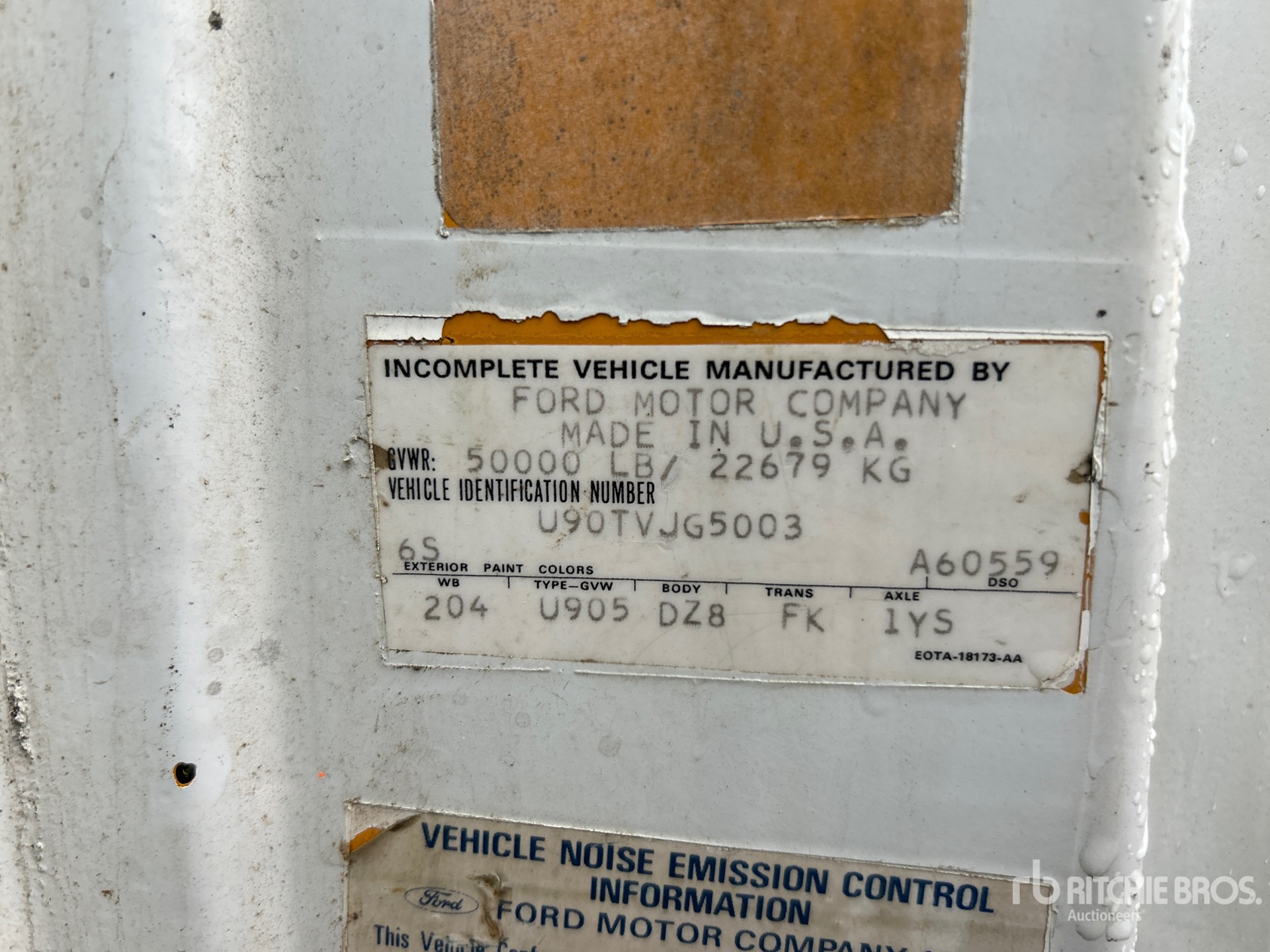 General Appearance with Serial Number / VIN