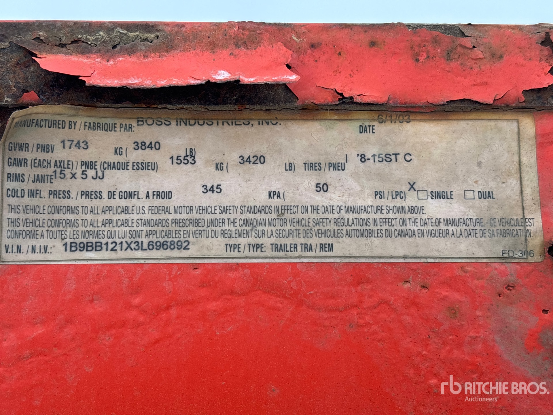 General Appearance with Serial Number / VIN