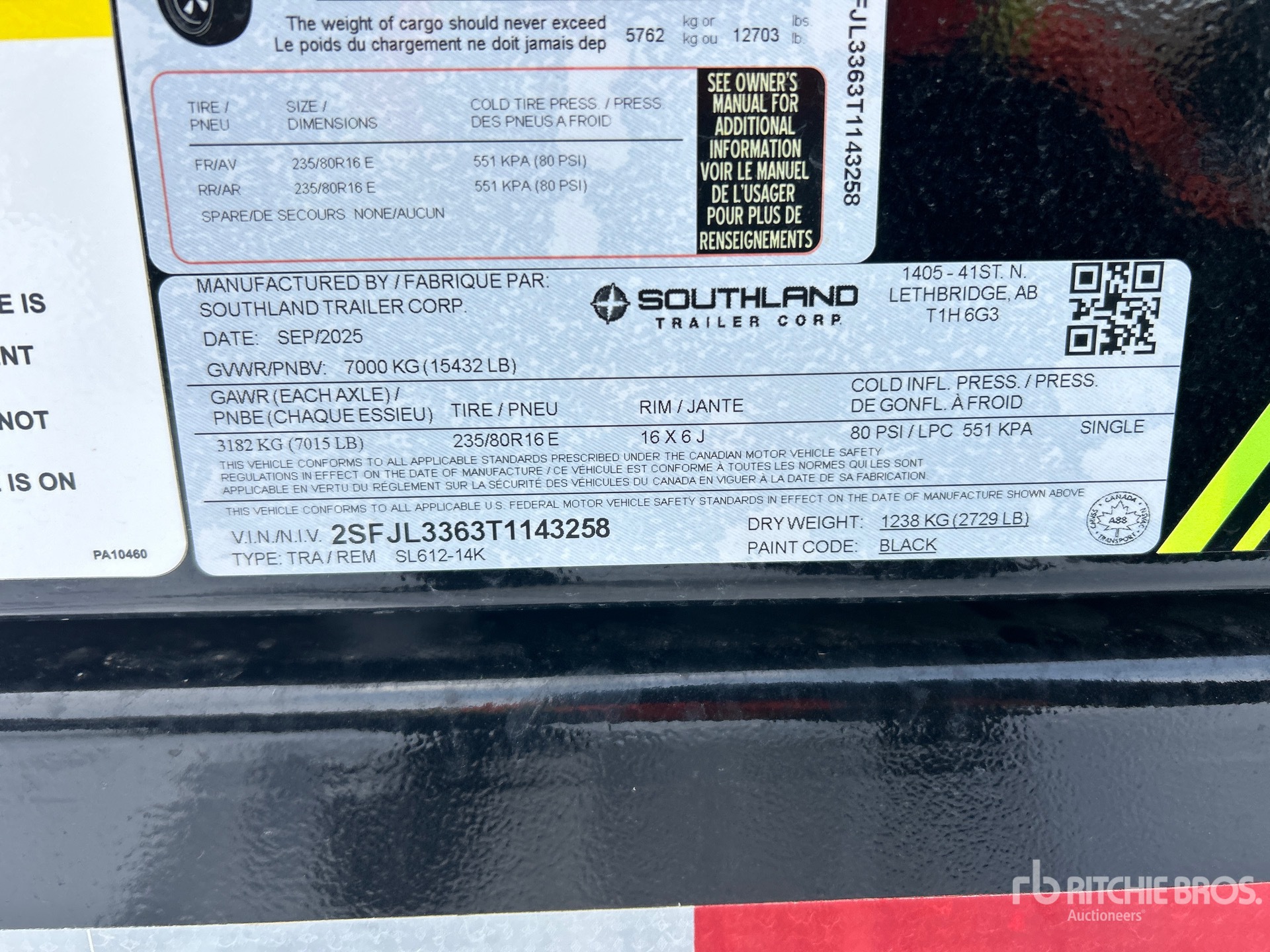 General Appearance with Serial Number / VIN