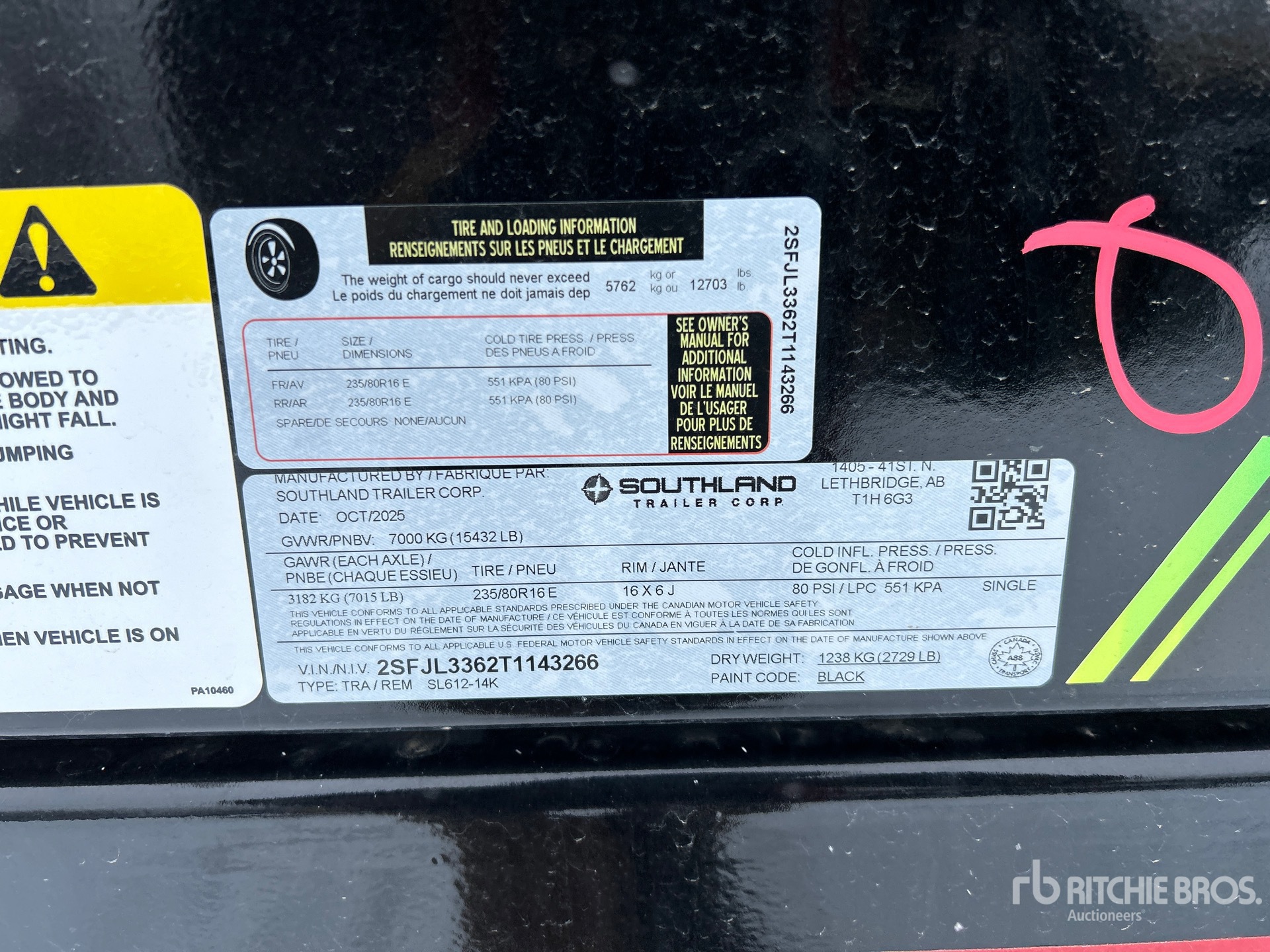 General Appearance with Serial Number / VIN